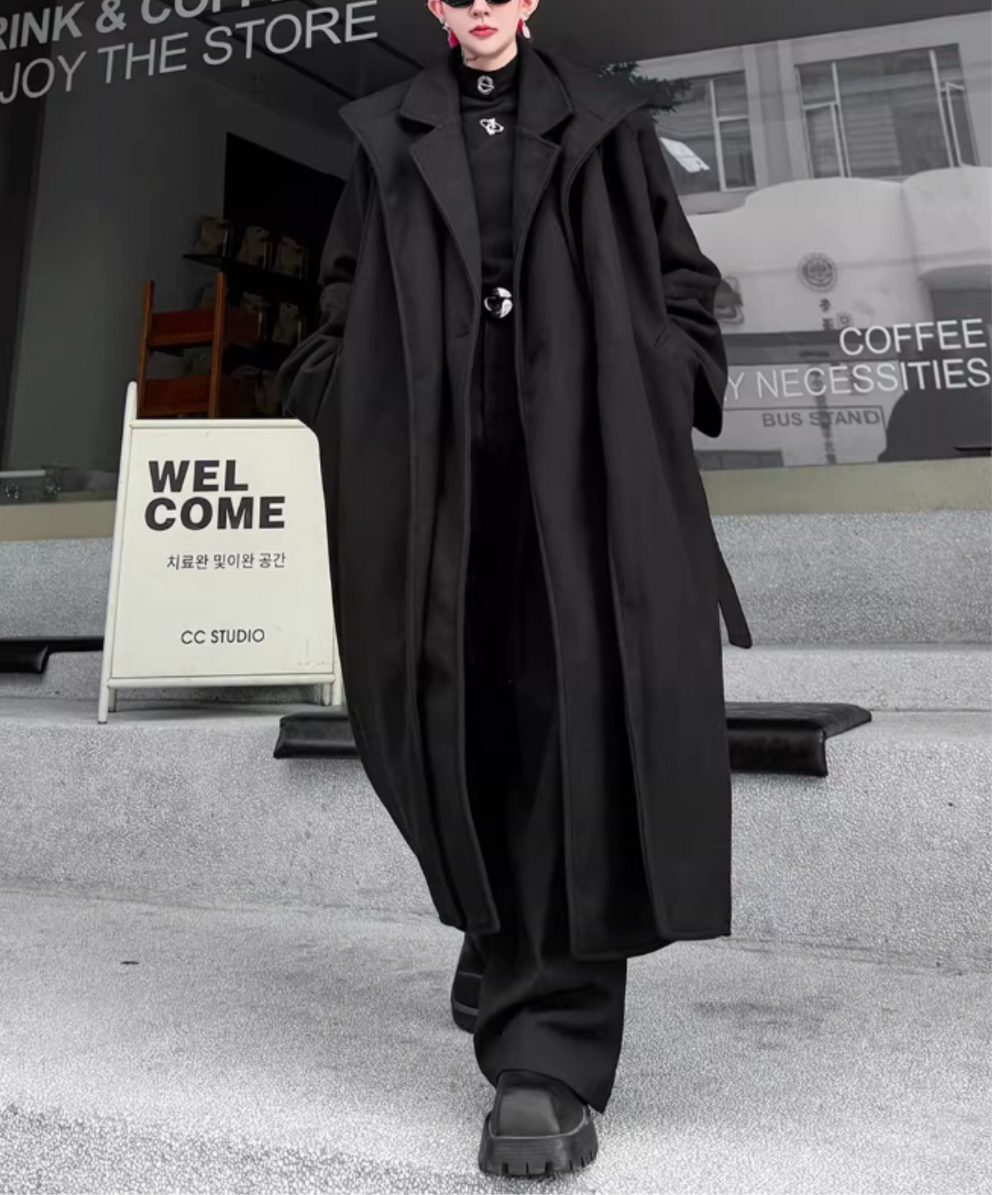 fake two-piece mid-length coat EN2562