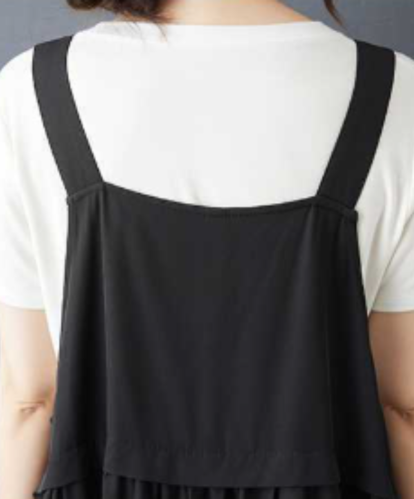 dark a-line suspender dress overalls EN3049