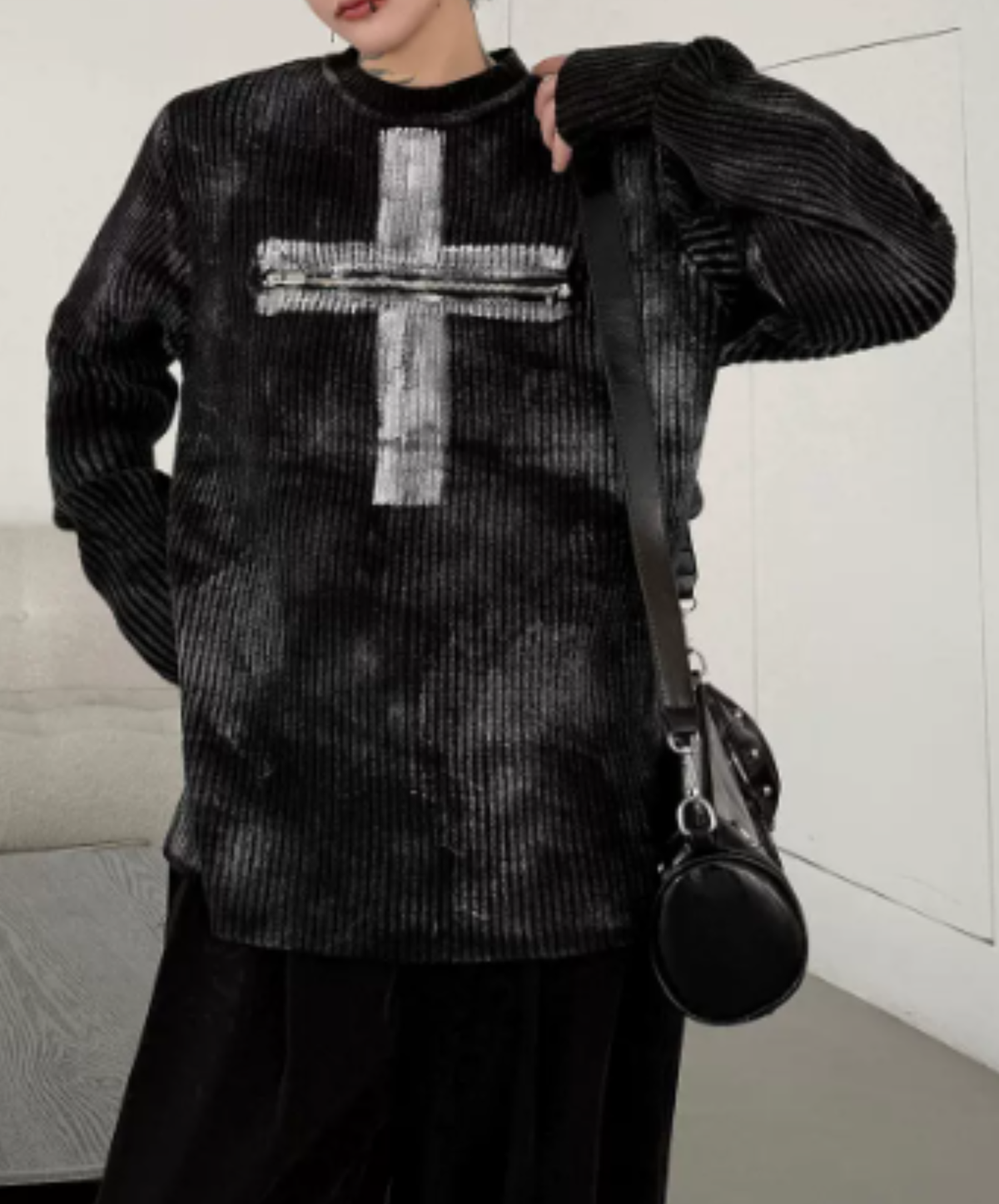 front-motif zip design sweater EN3242