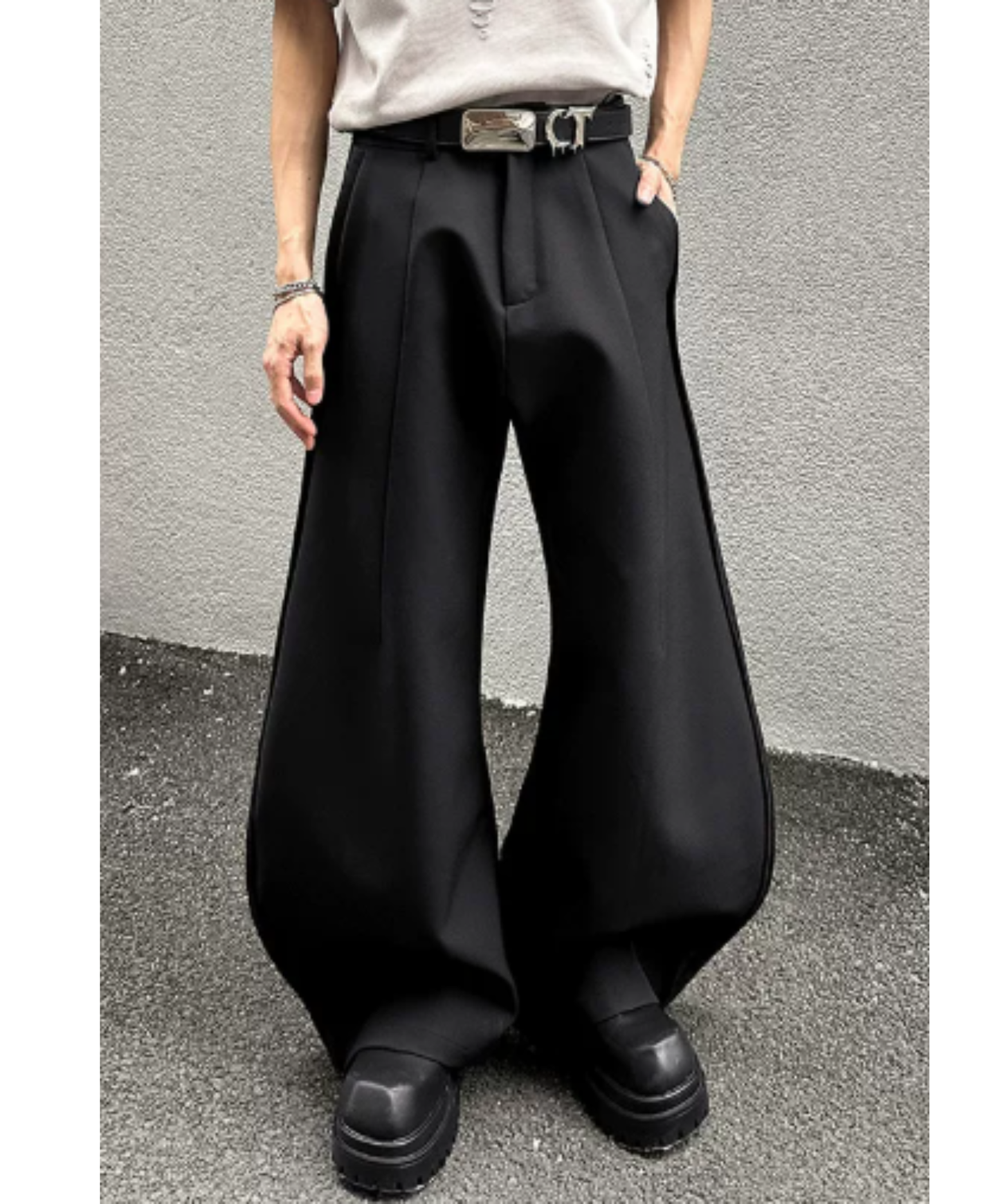 three-dimensional pleats wide pants EN2922