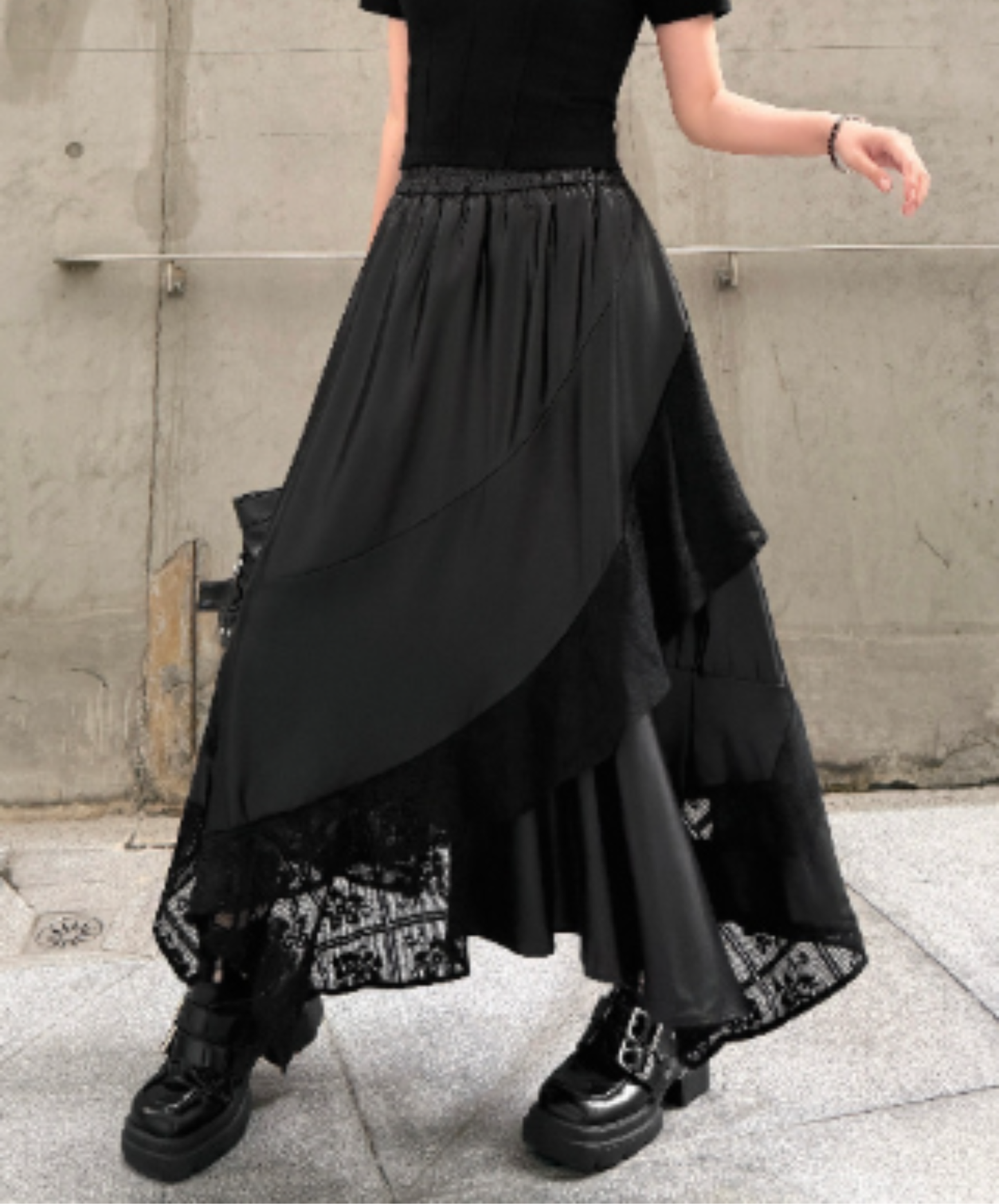 Irregular patchwork midi skirt EN2954