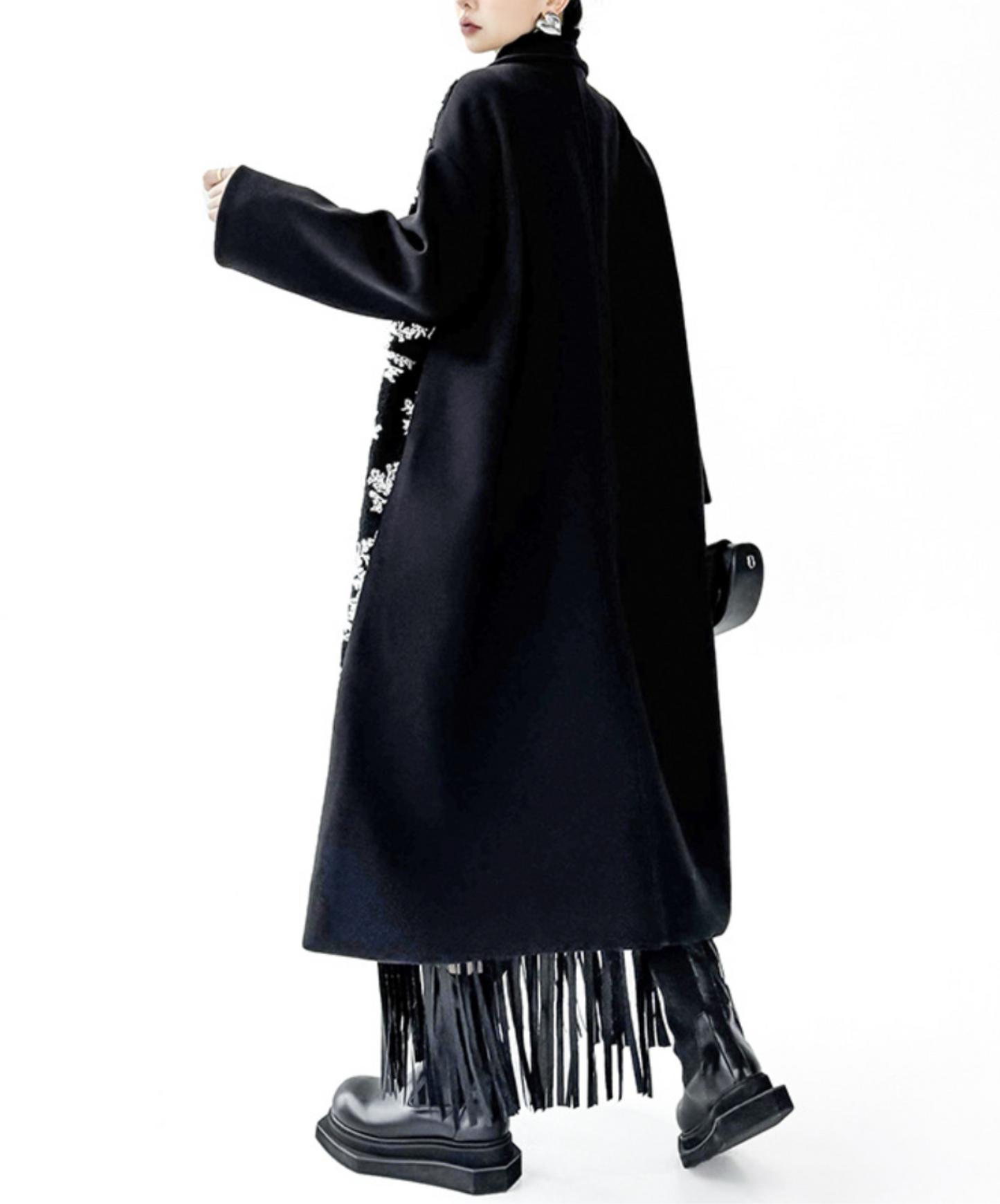 asymmetrical patchwork design coat EN2577