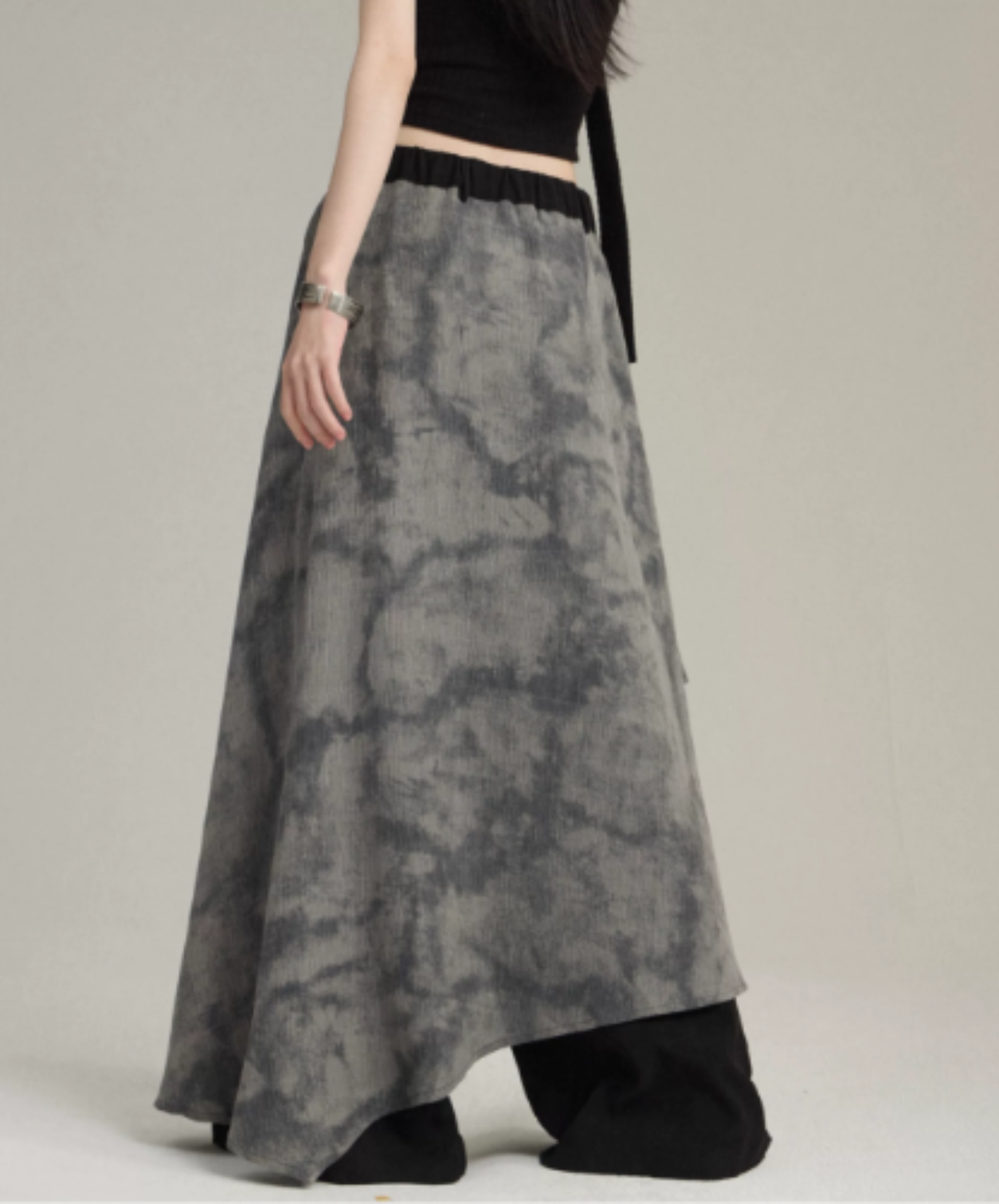 double-structure rope decoration wide pants EN3030