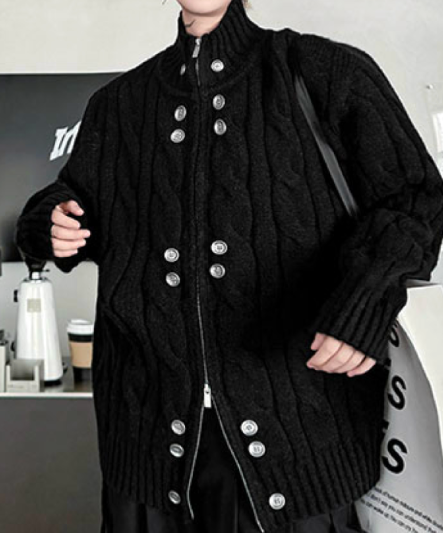 【style85】dark mode outfit set EN2631（jacket + sweater + pants set）