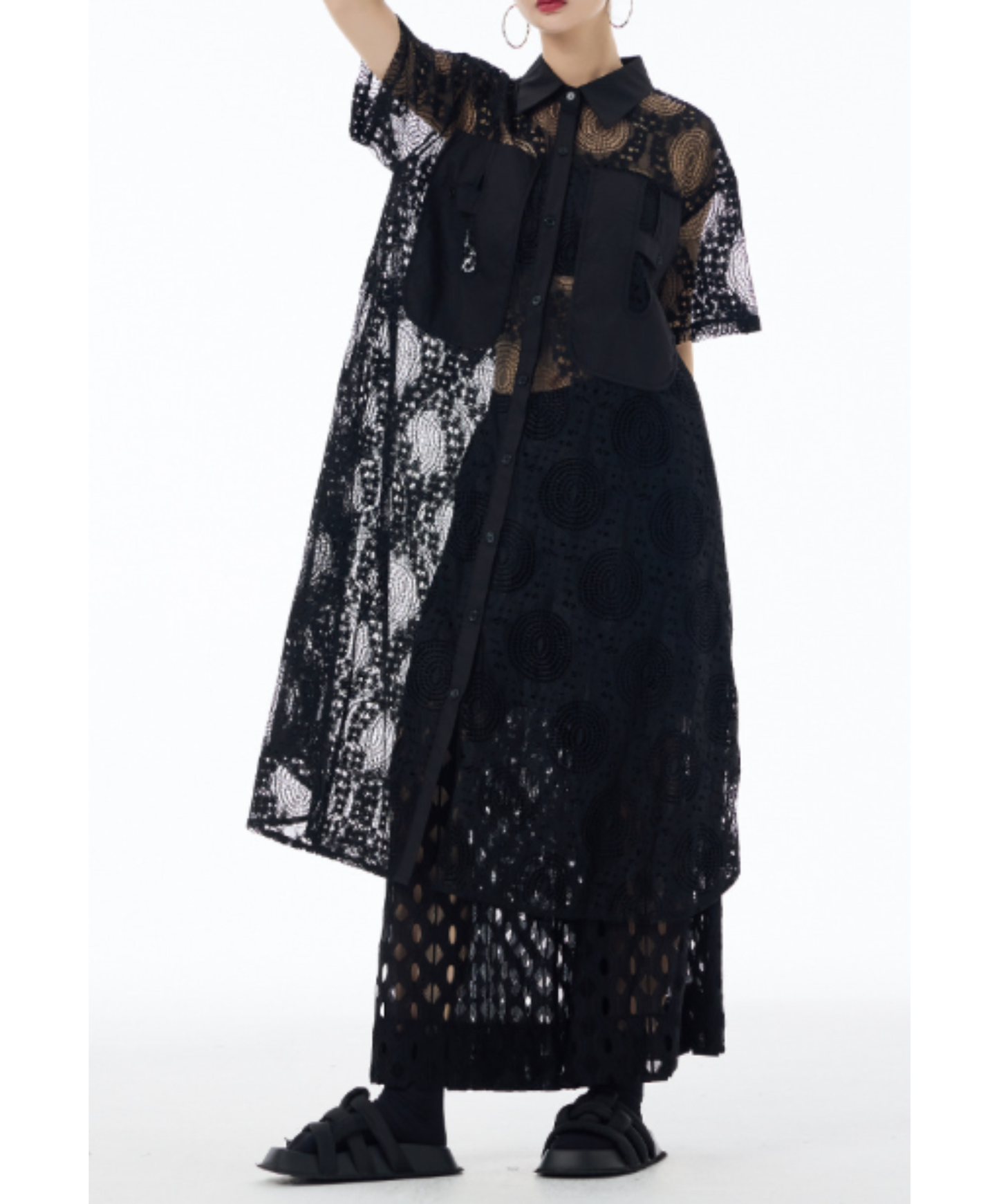 jacquard lace see-through vest EN2983
