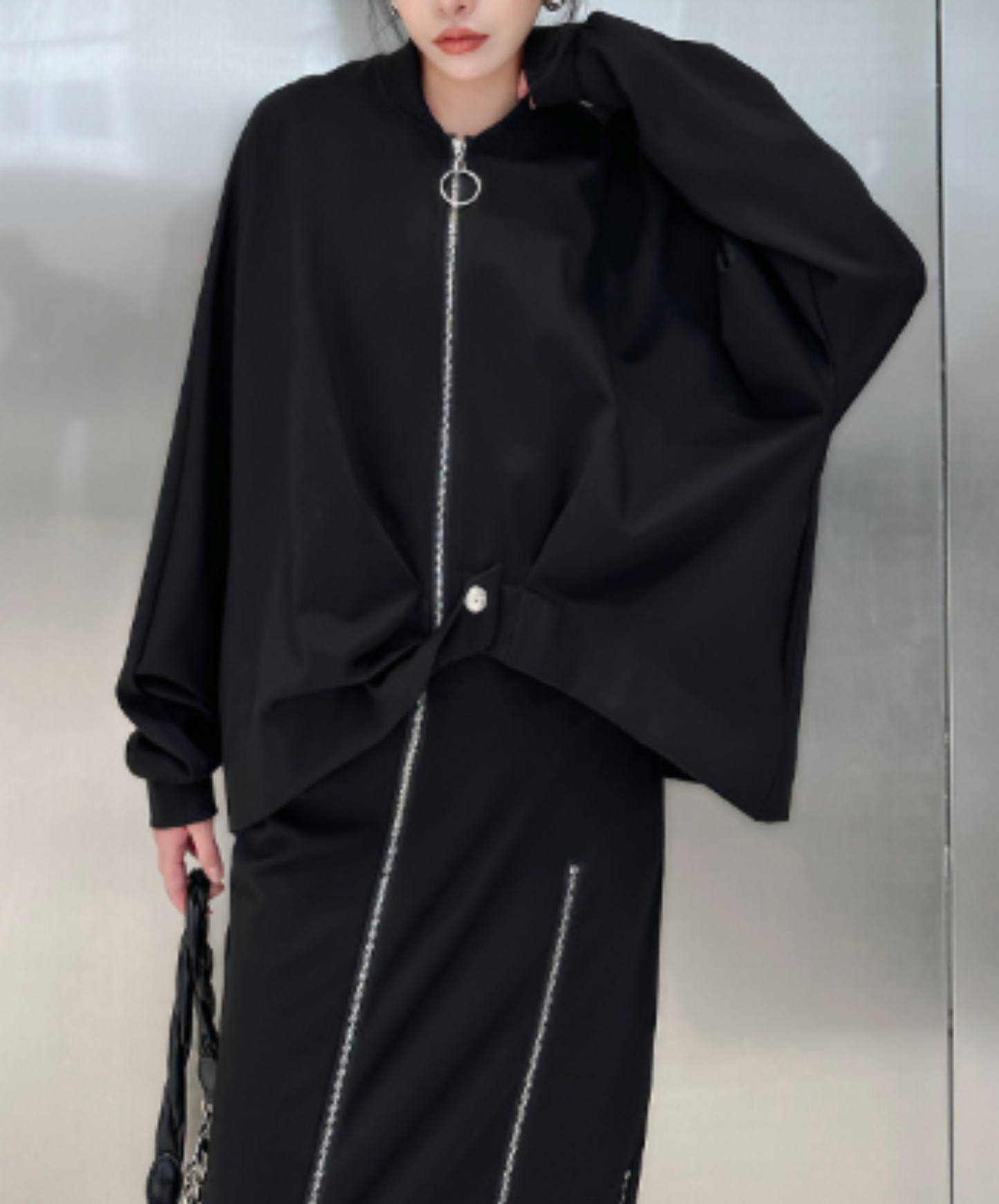 cropped length with ring zipper jacket EN3110