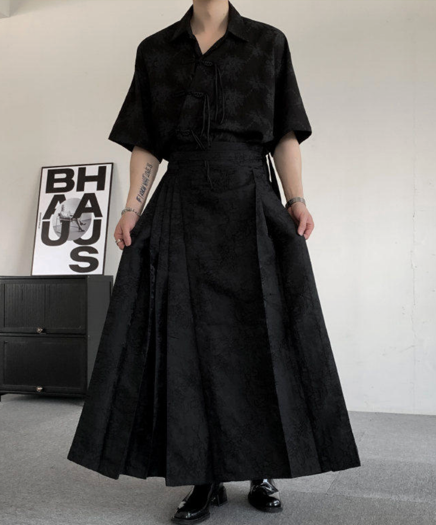 jacquard pleated loose fit skirt EN2705