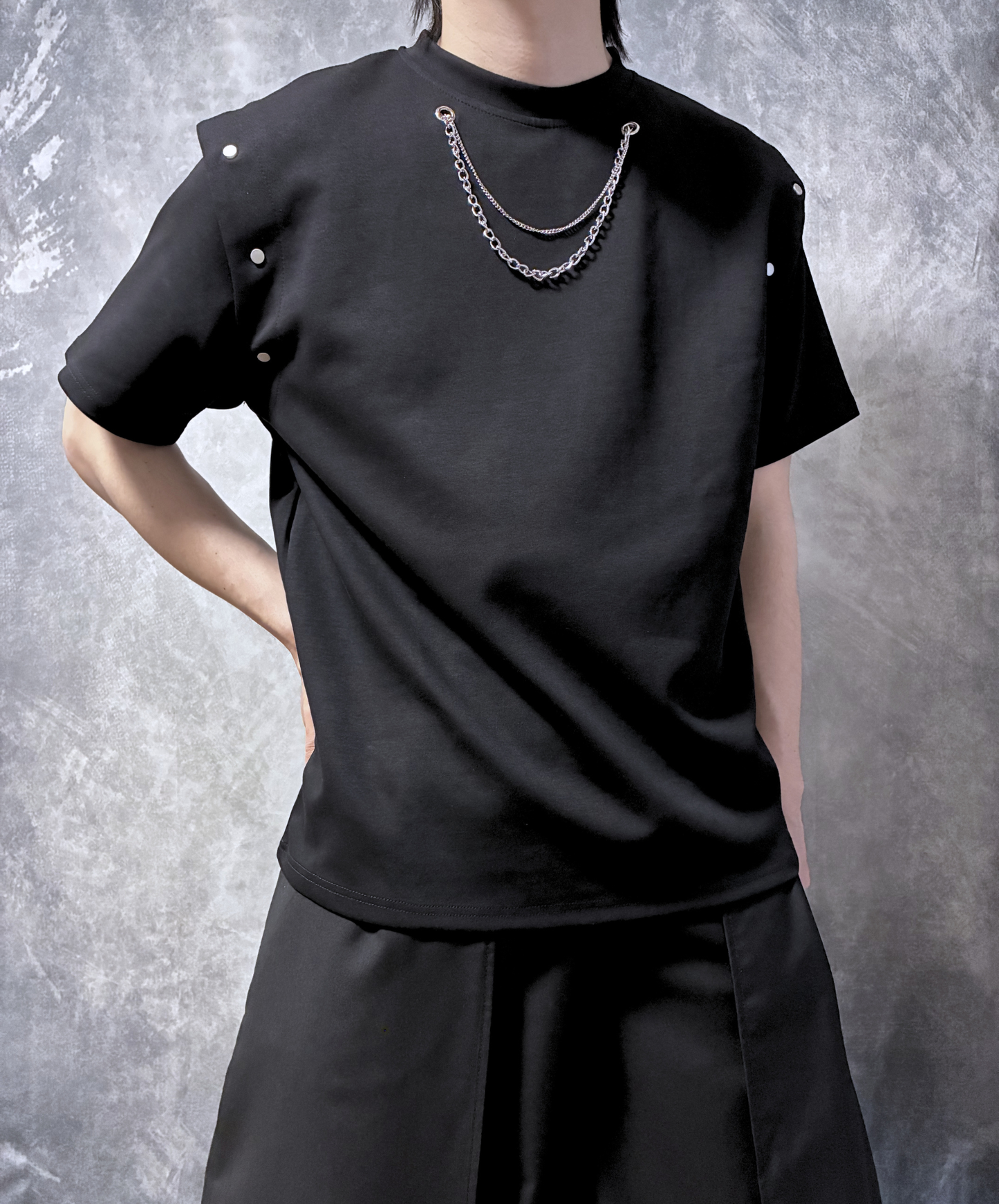 【style105】dark mode outfit set EN3059（vest + t-shirt + pants set）