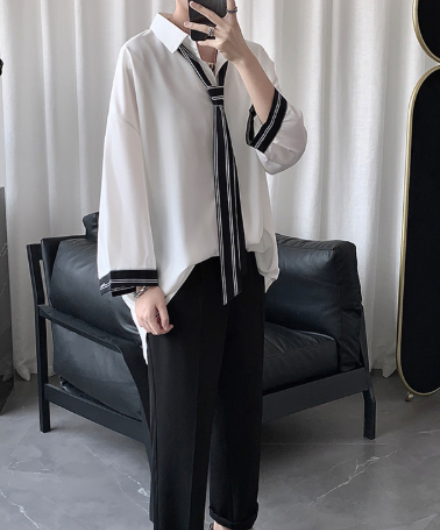 loose-fit design with striped paneling shirt EN3171