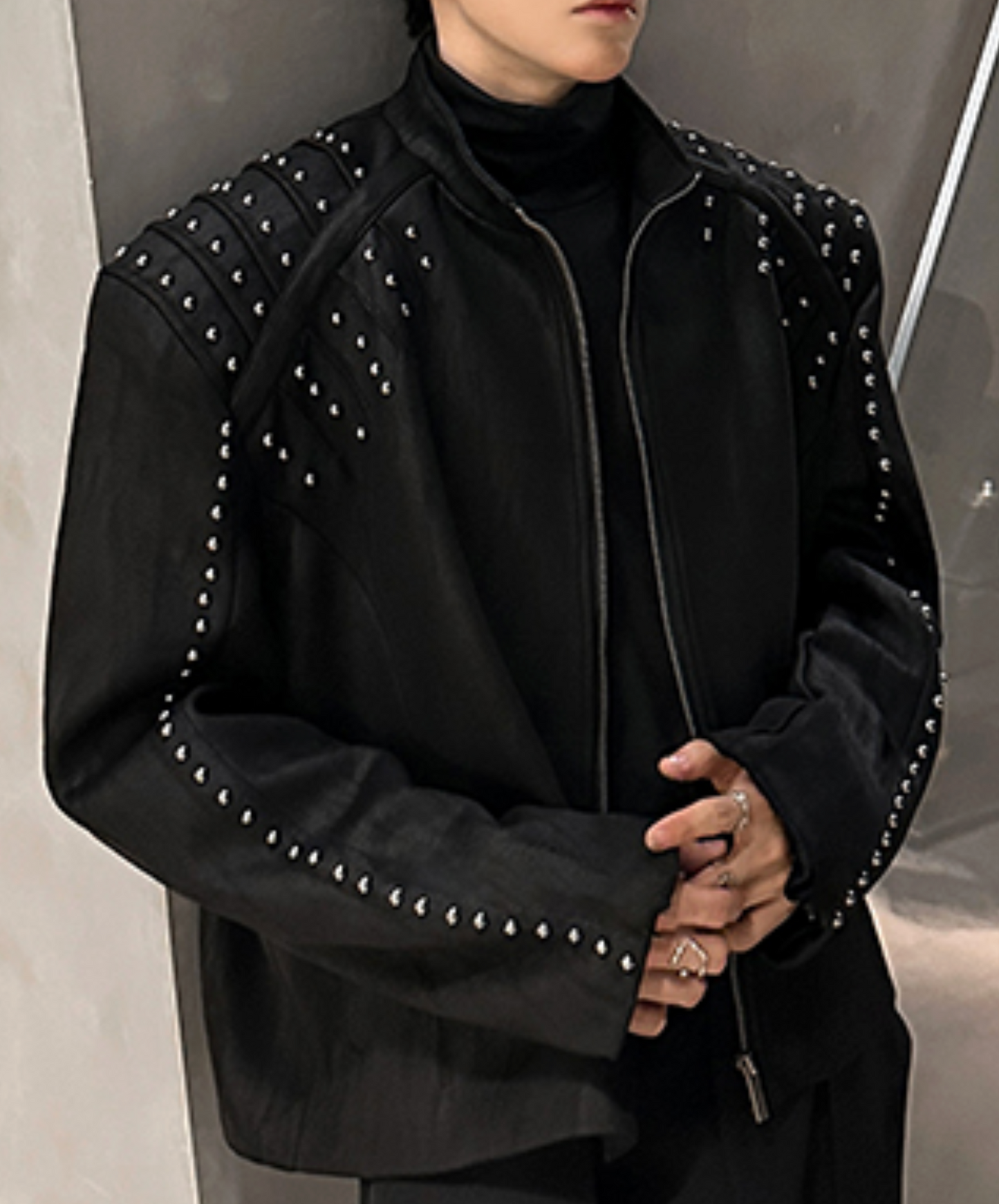 metal stud embellished shorts jacket EN2505