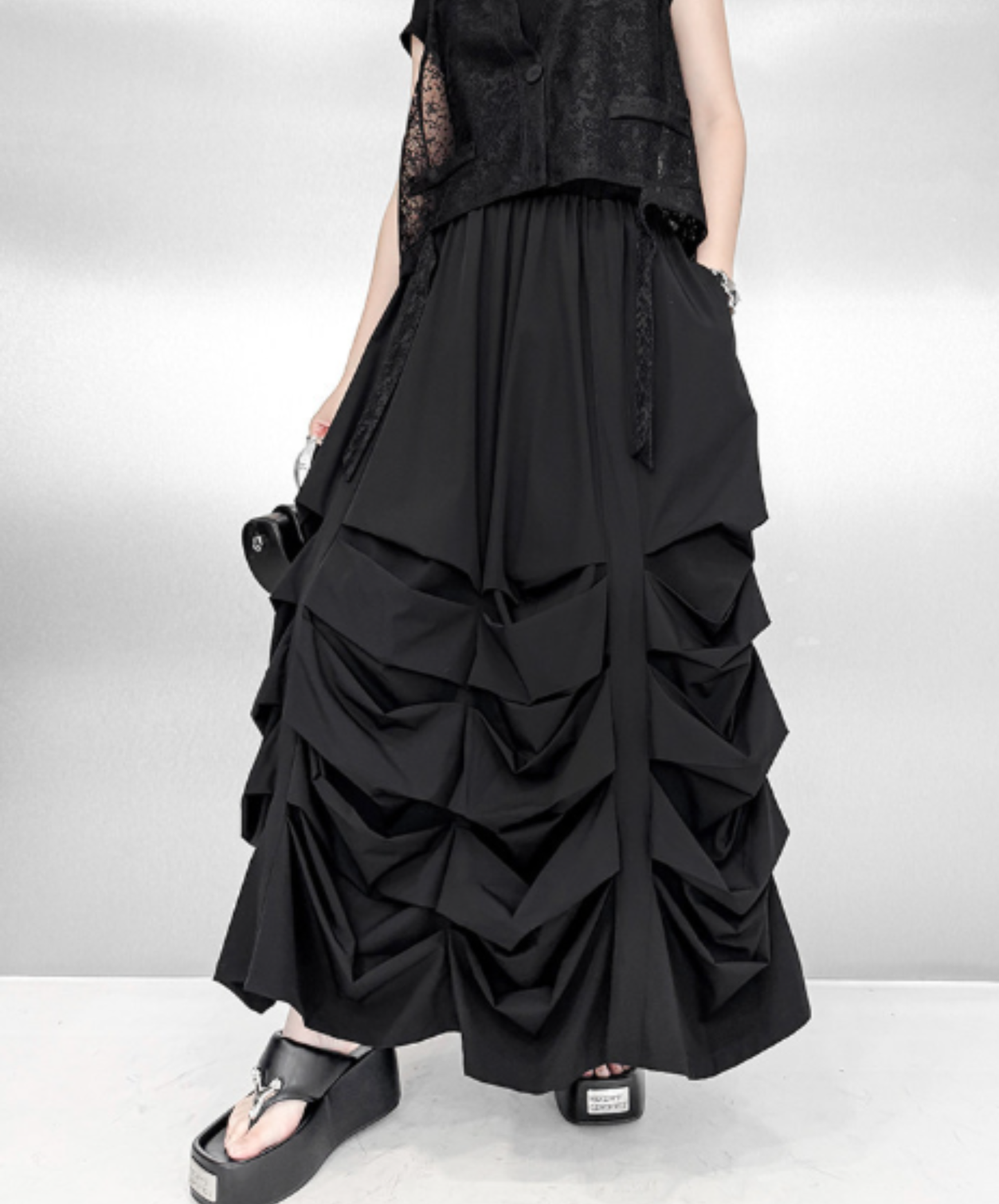 dark voluminous drape skirt EN3019