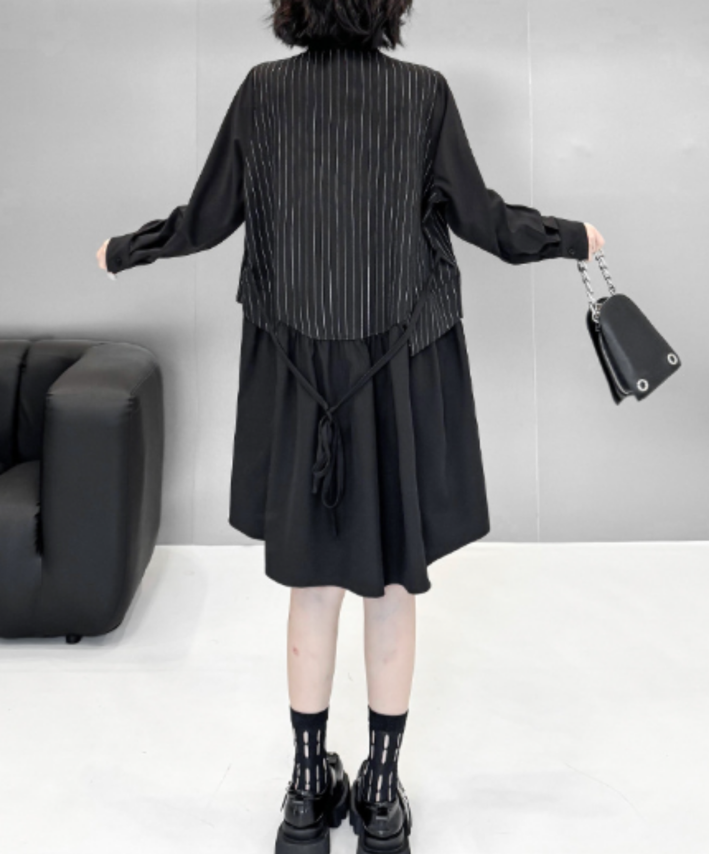 best-selling flared silhouette layered look long shirt EN3151