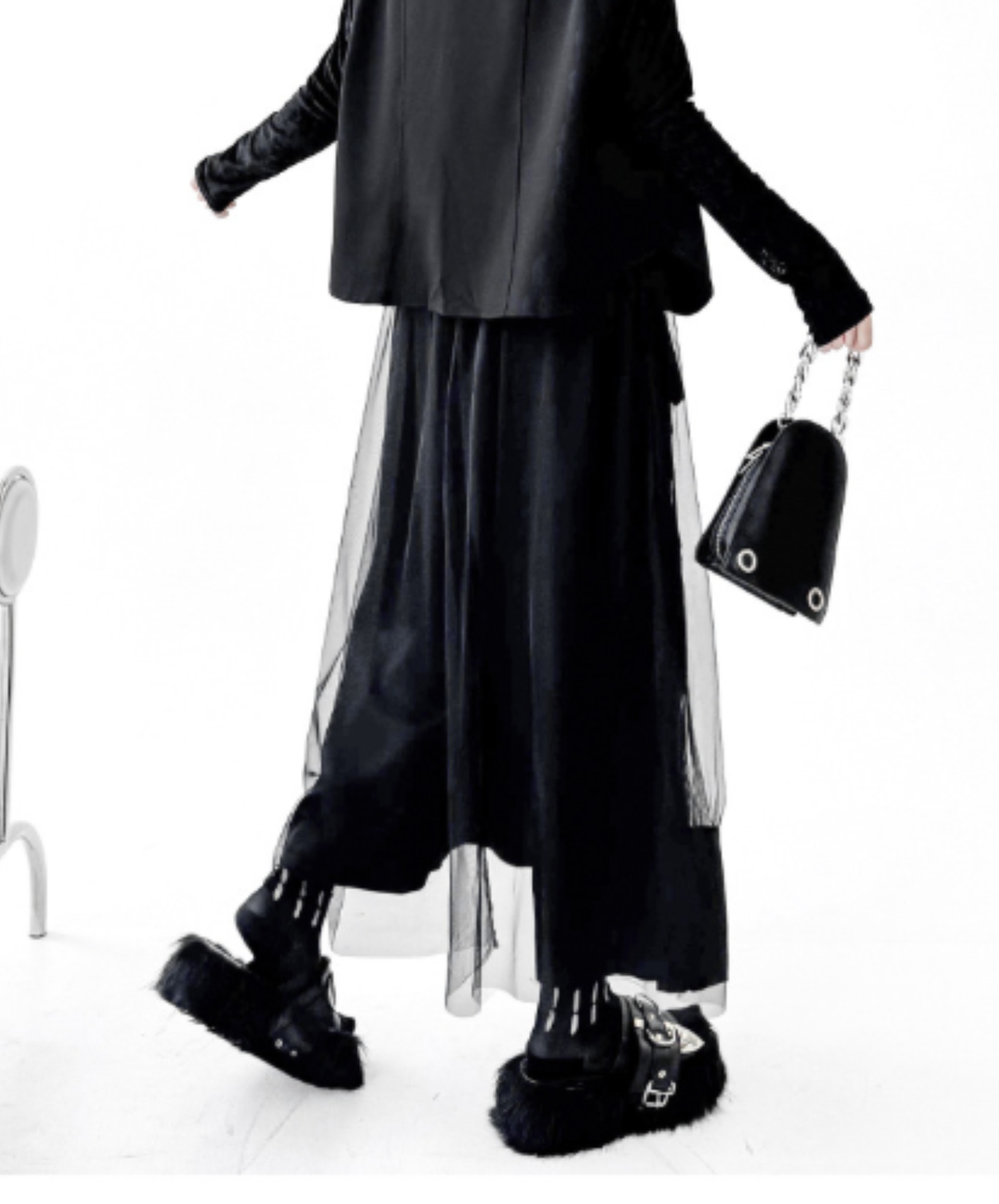 layered mesh patchwork skirt EN3104