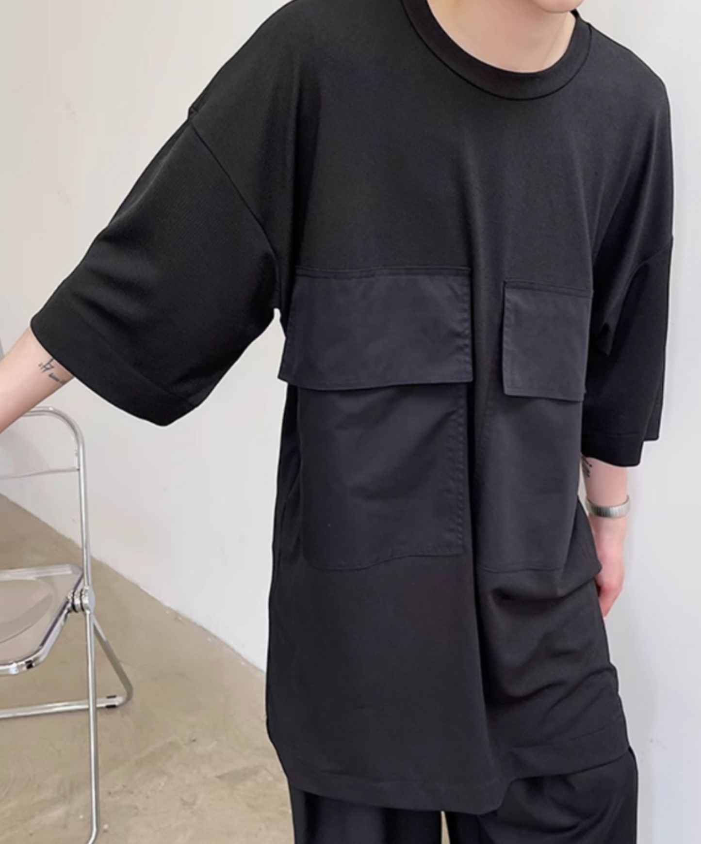 super big pocket long t-shirt EN2110