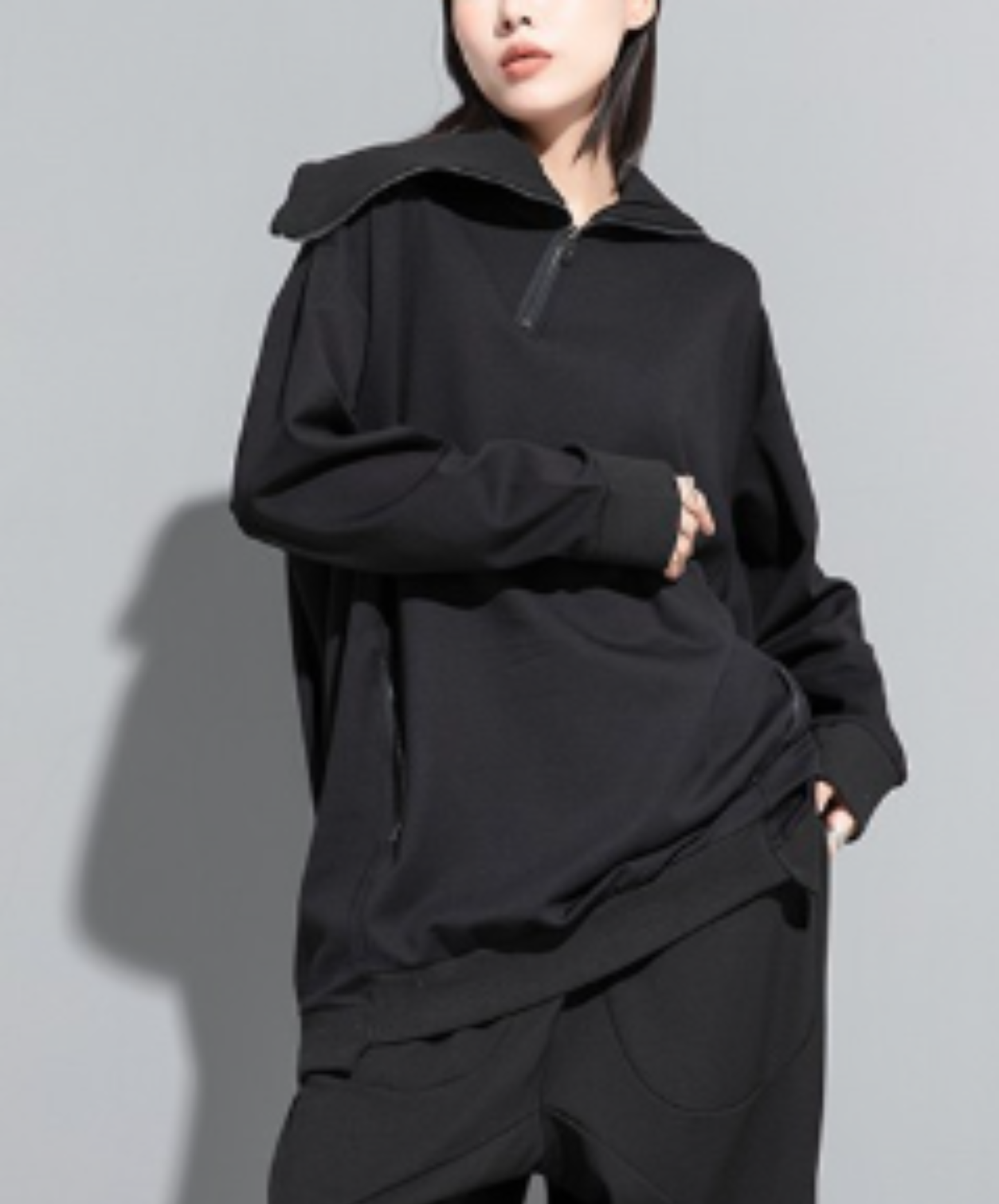 dark extra-high neck zipper sweatshirt EN3120