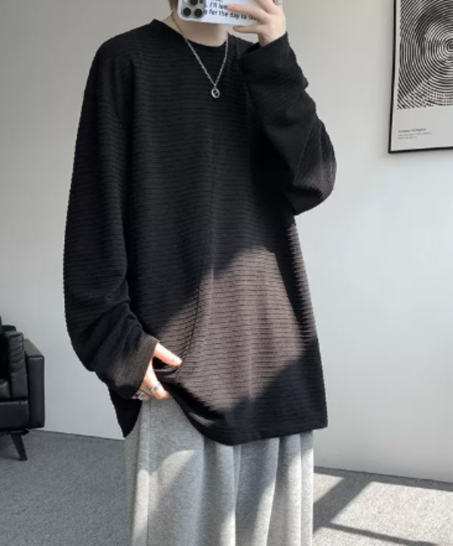 brushed finish with border t-shirt EN3126
