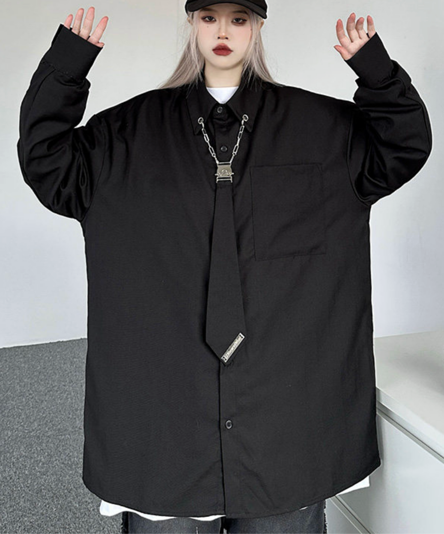 metal chain tie shirt EN2746