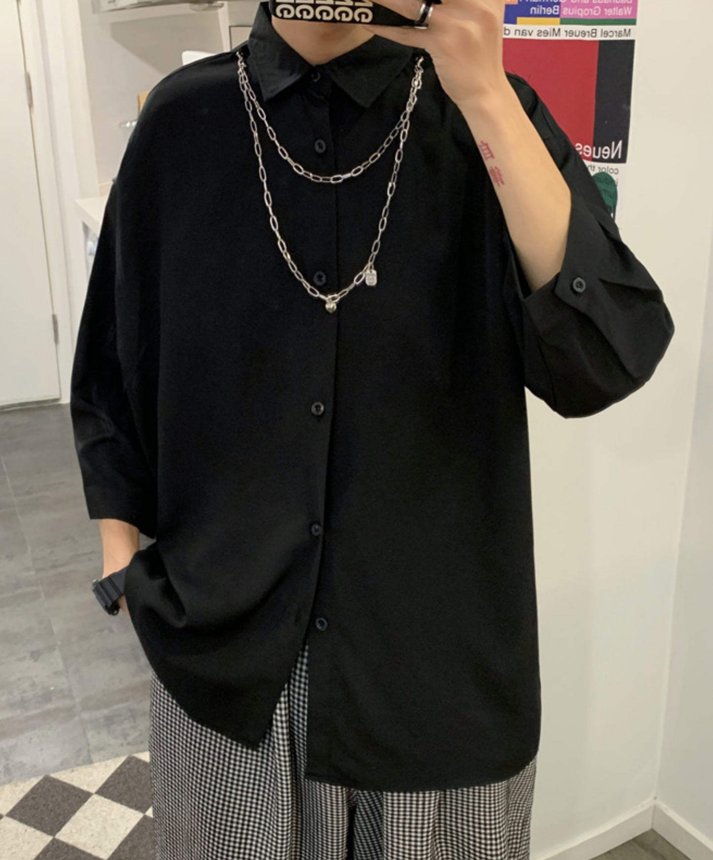【style32】dark mode outfit set EN1093（ shirt + pants set）