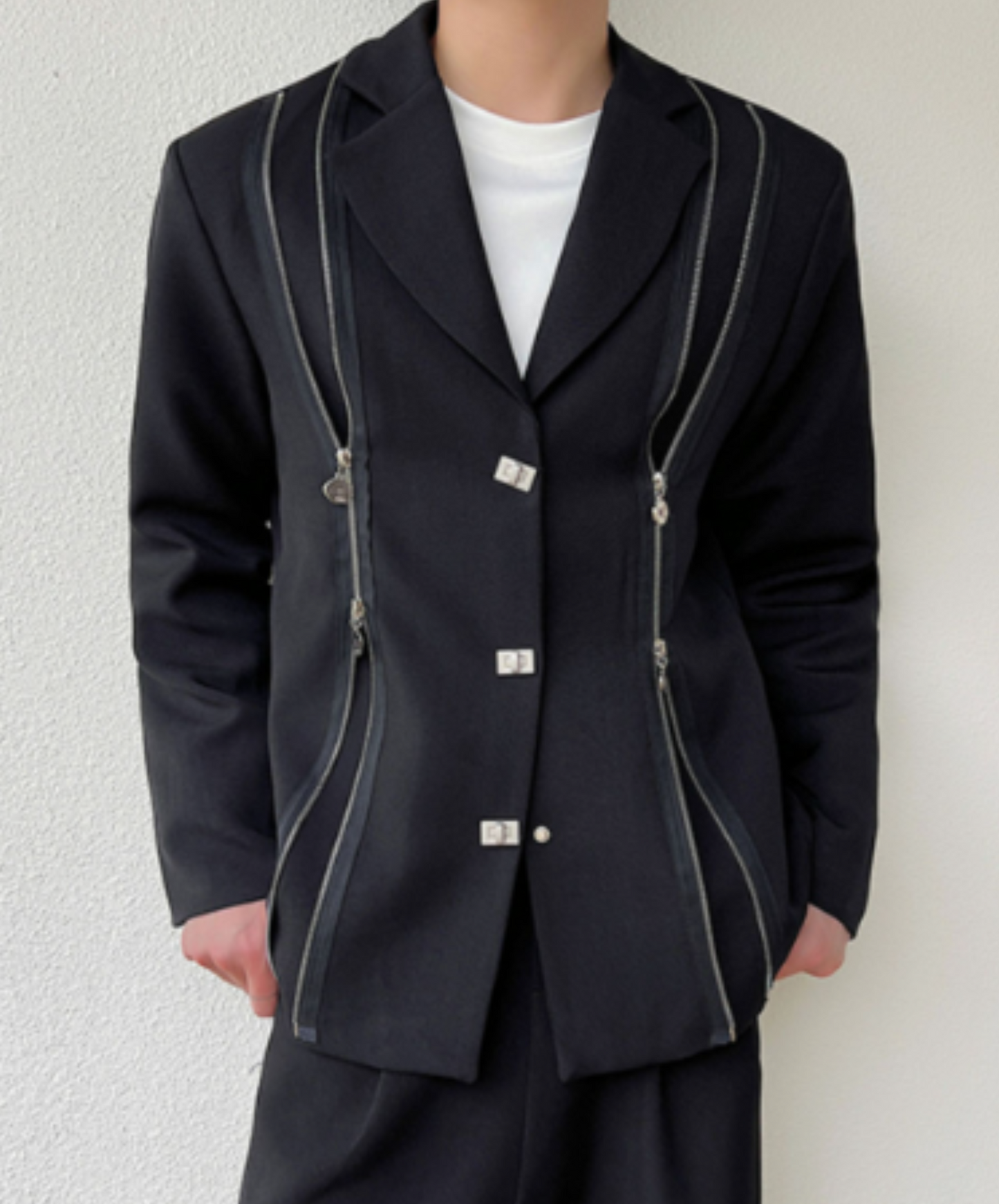 dark double zip up jacket EN1263