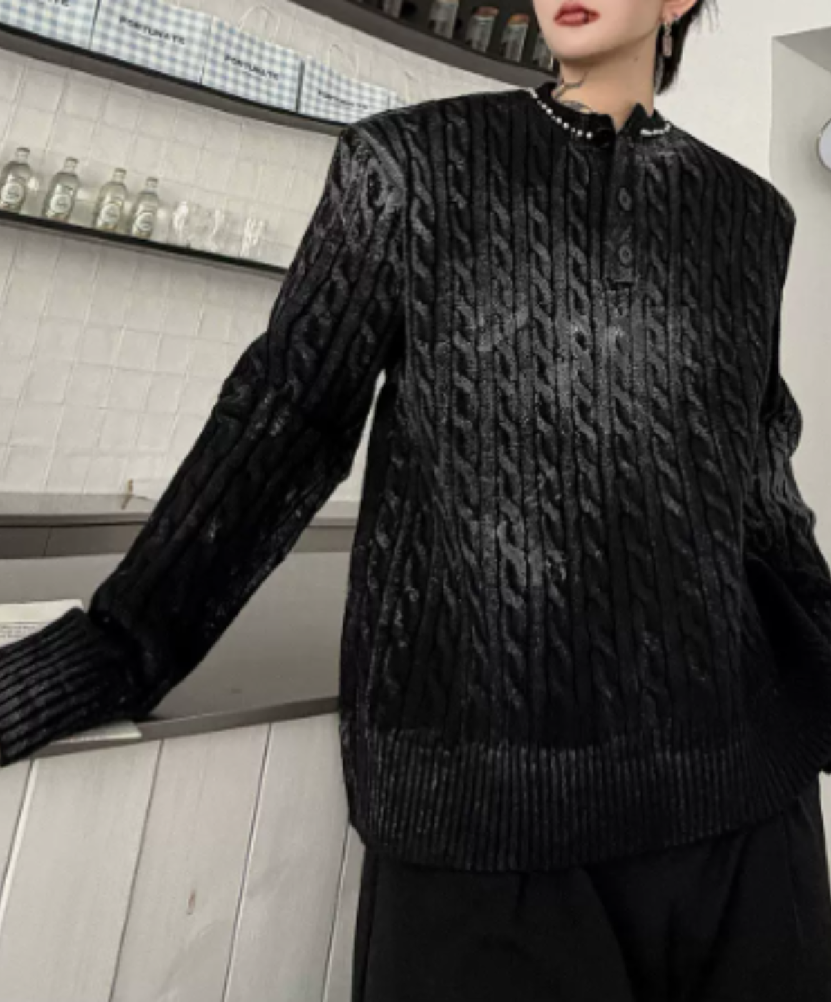 cable-knit with a distressed finish sweater EN3241