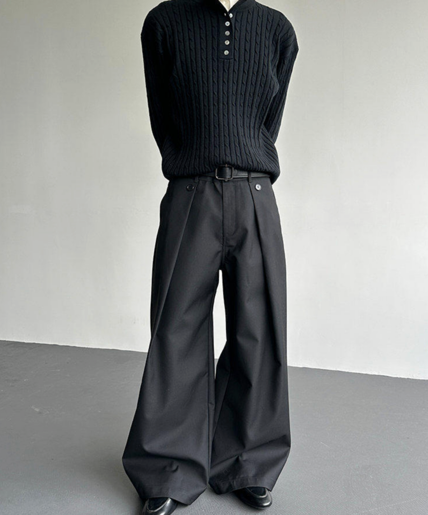 a-line draped cut wide pants EN2649