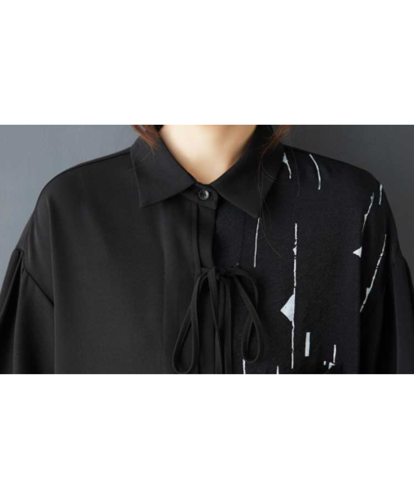 dark splicing print ribbon shirt EN3072