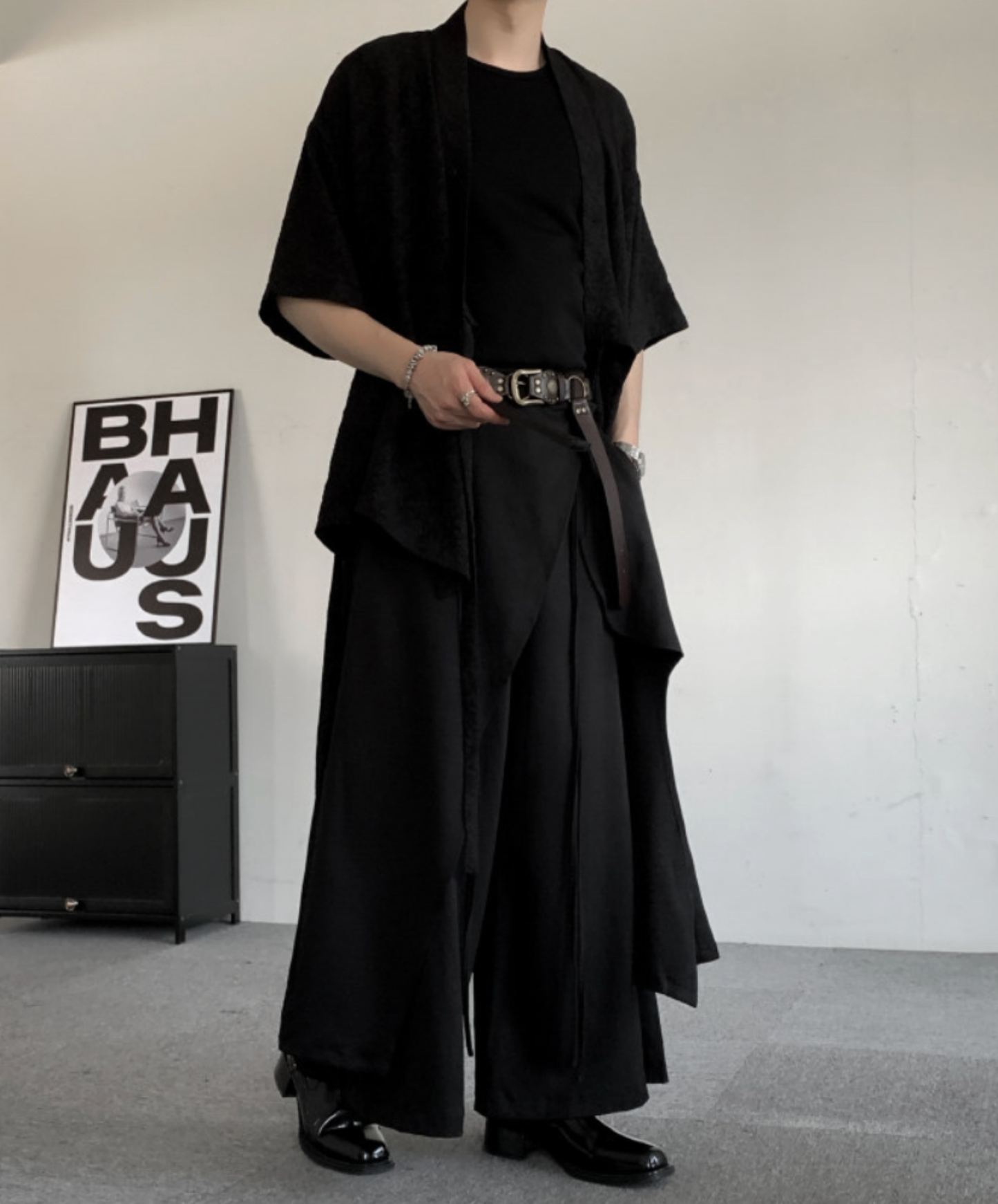 dark chinese style irregular design pants EN2663