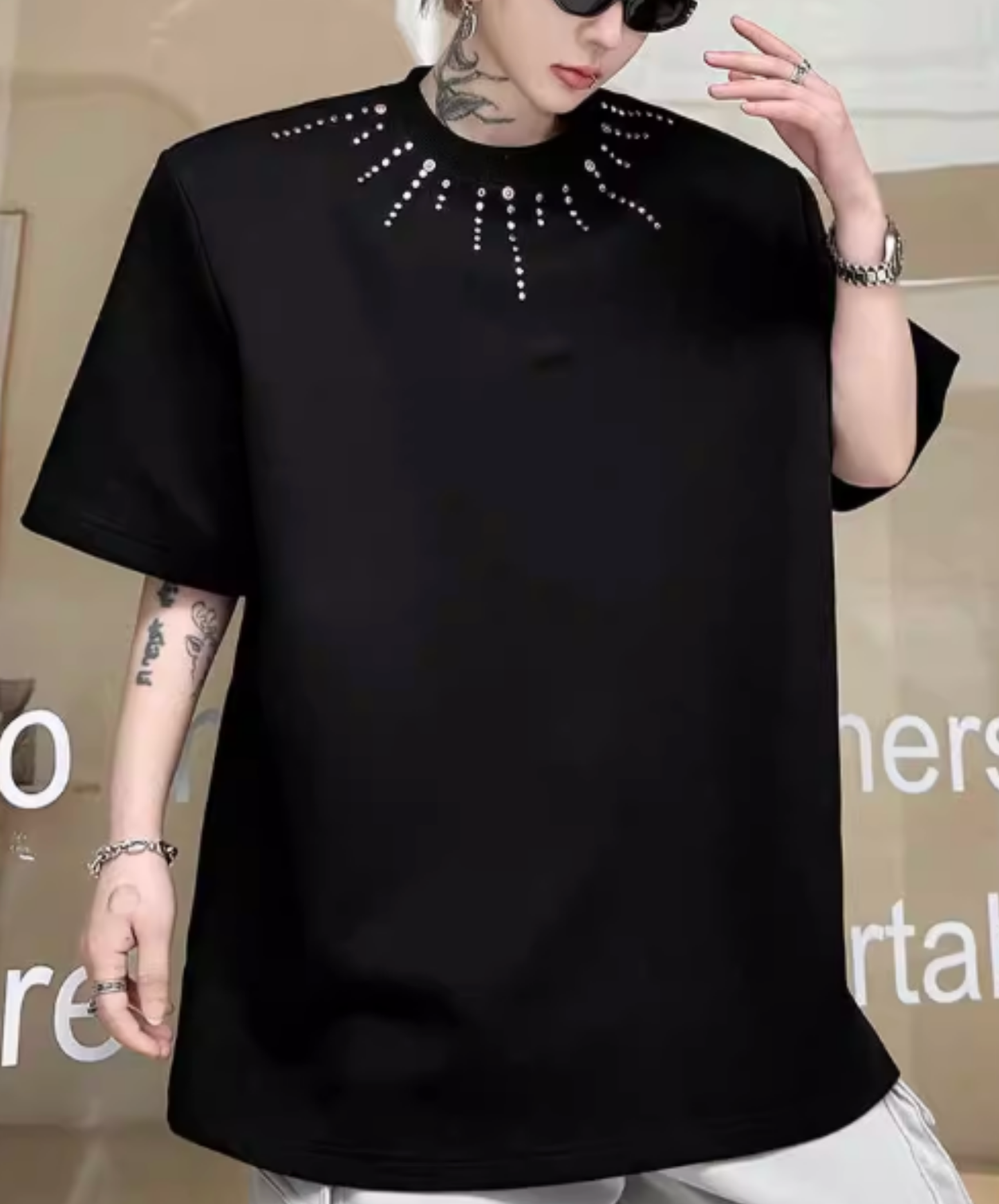 beaded meteor design t-shirt EN2826