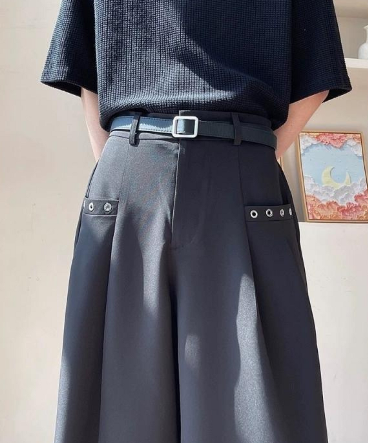 dark rivet pocket slacks pants EN1119