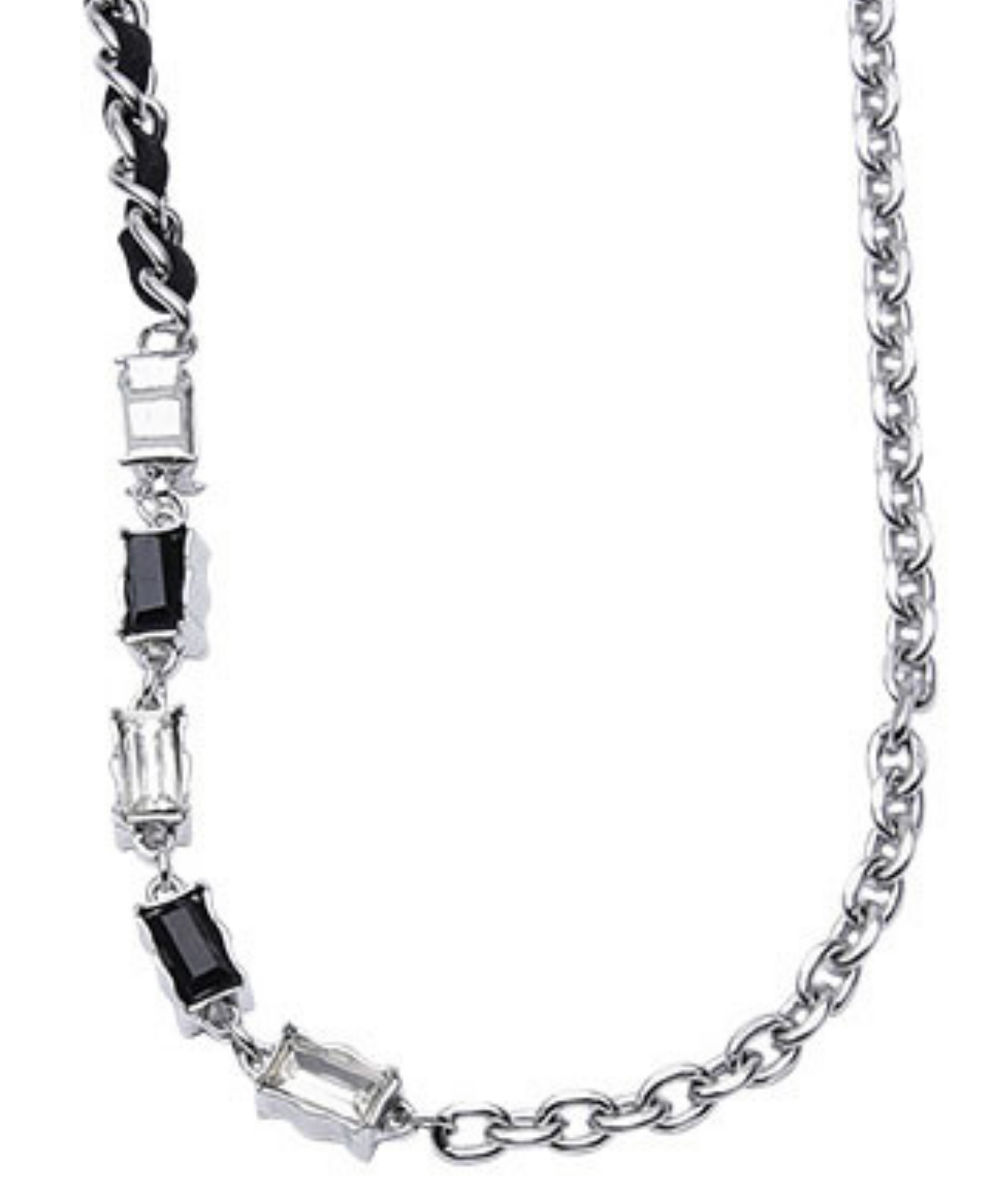 square black & clear stone necklace EN2739