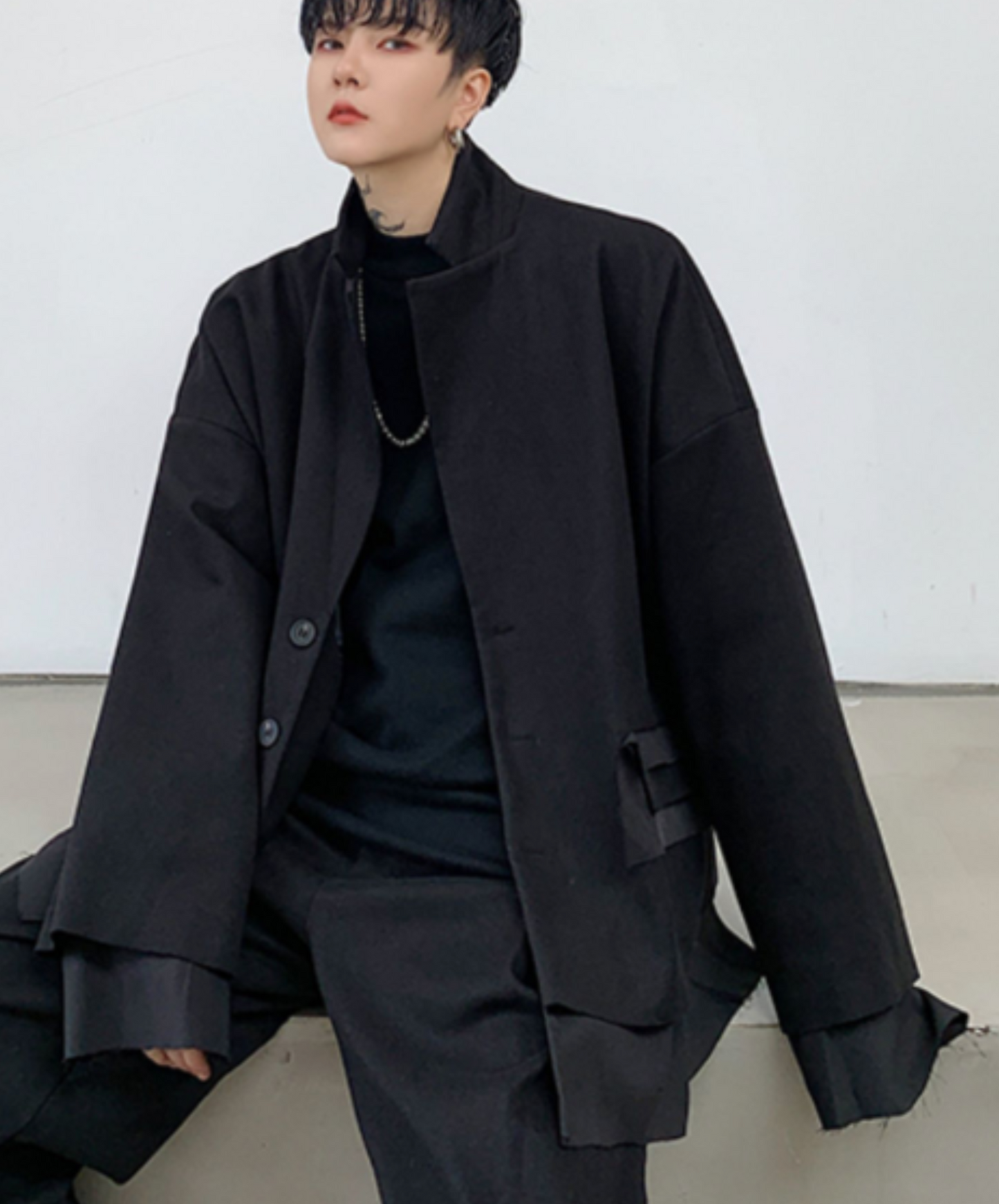 dark fake two-piece blunt cut jacket EN2374