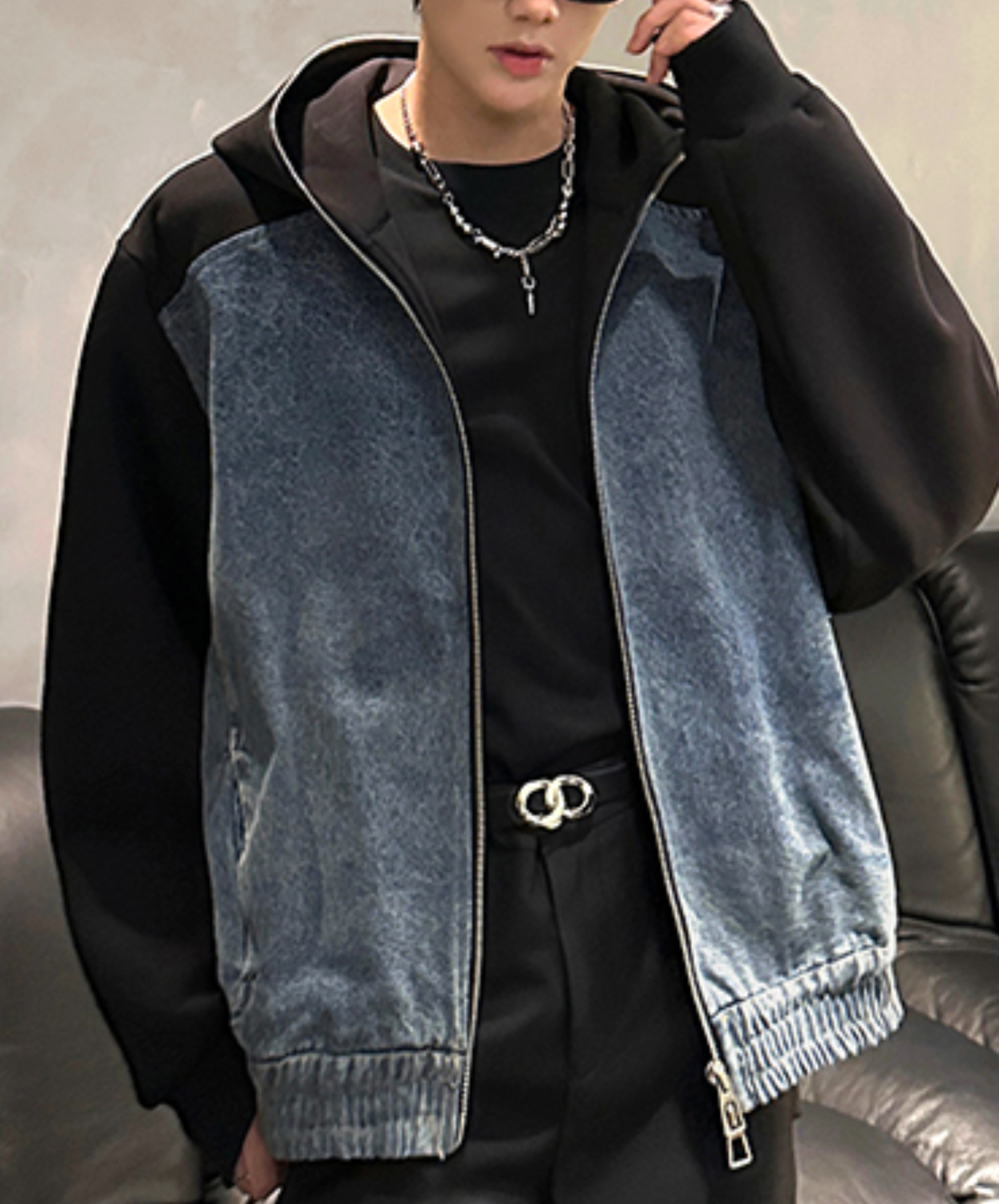 【style83】dark mode outfit set EN2584（jacket + hoodie + pants set）