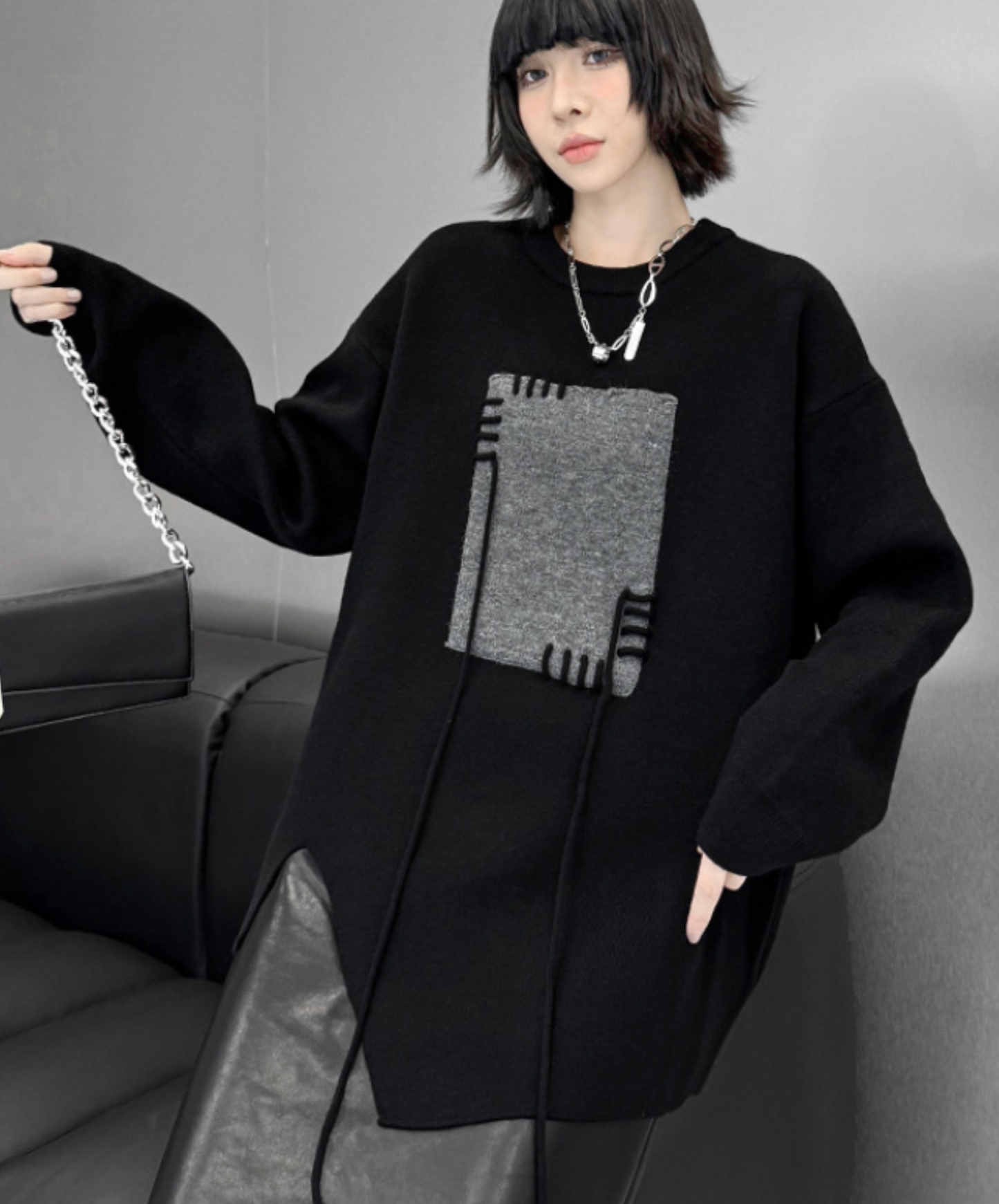 jacquard stitched motif sweater EN2469