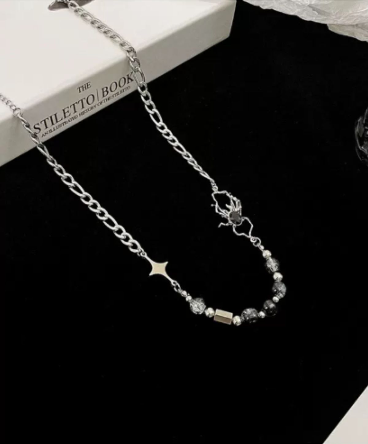 spider-motif combination chain necklace EN3194
