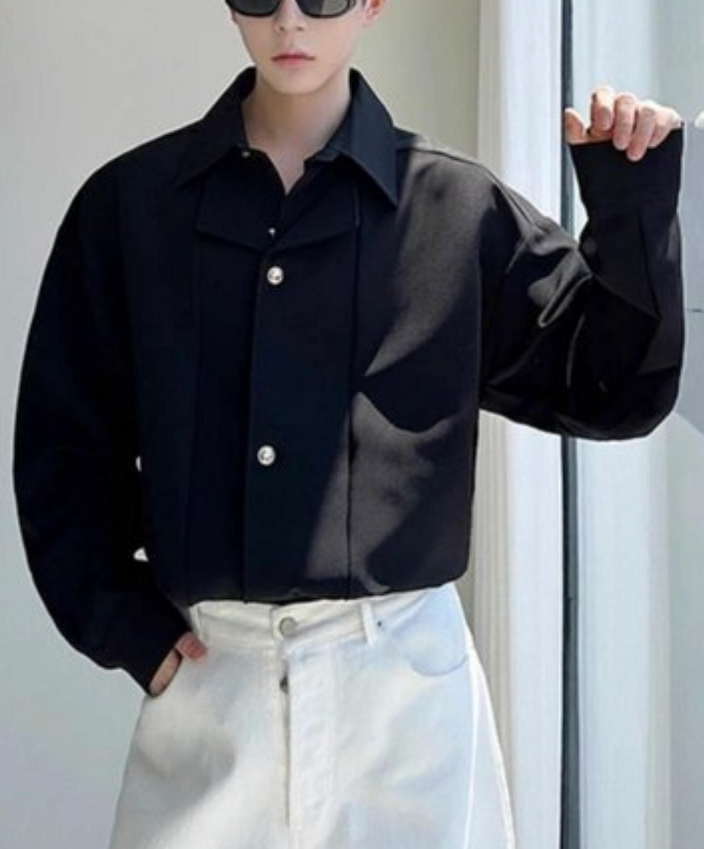 draped fake two-piece suit shirt EN2452