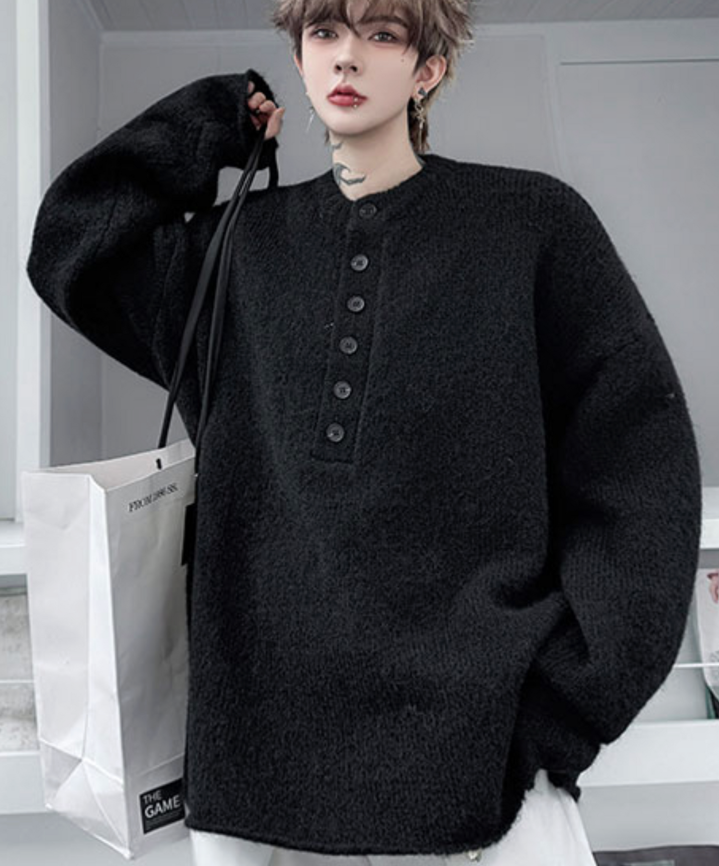 drop shoulder thick sweater EN2459