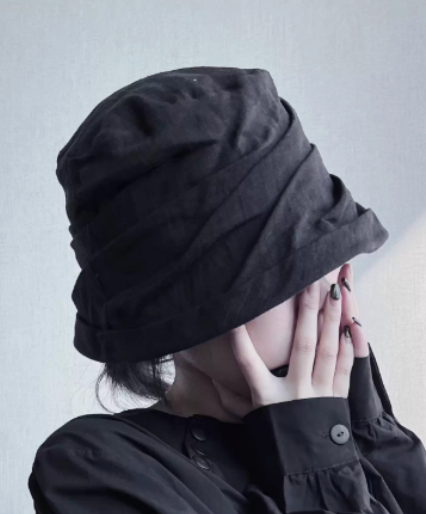 dark pleated cotton and linen het EN2479