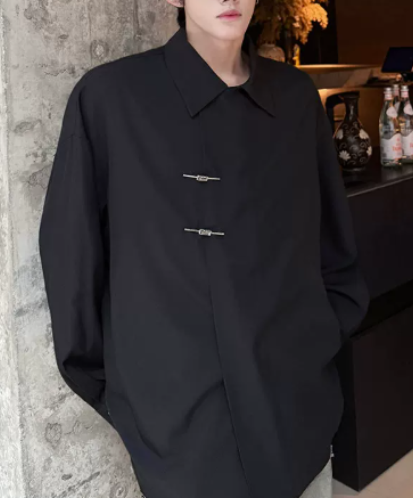 retro chinese-style metal button shirt EN3127