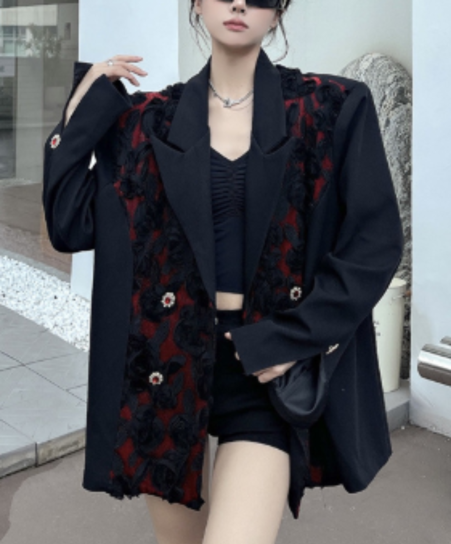 elegant rose motif jacket EN3092