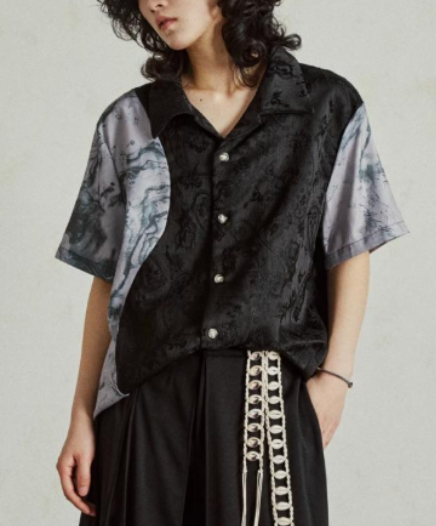 jacquard patchwork marble pattern shirt EN2924