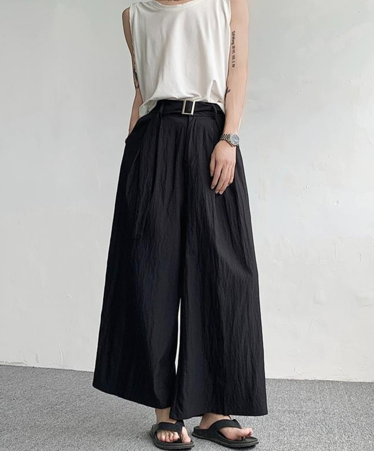 dark wide leg hakama pants EN1041