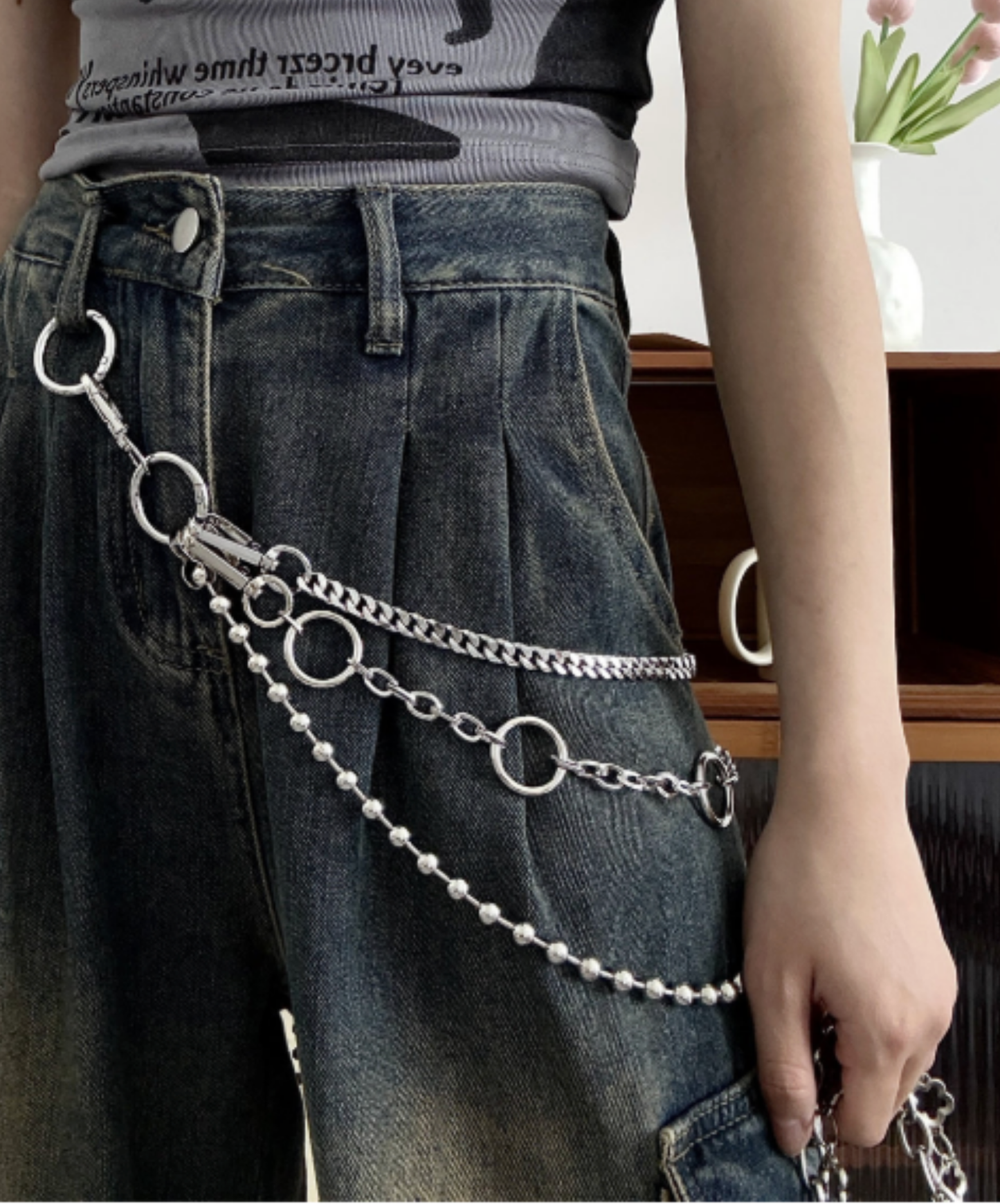 three types of metal wallet chains EN2788