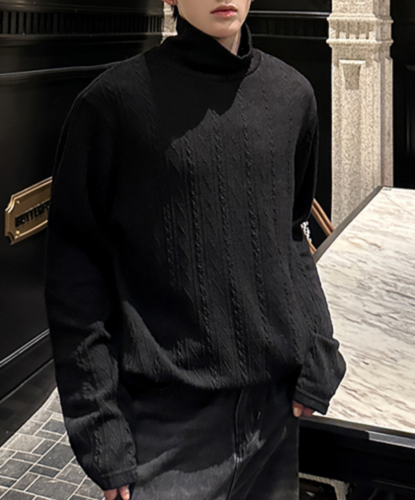 relaxed jacquard turtleneck t-shirt EN2520