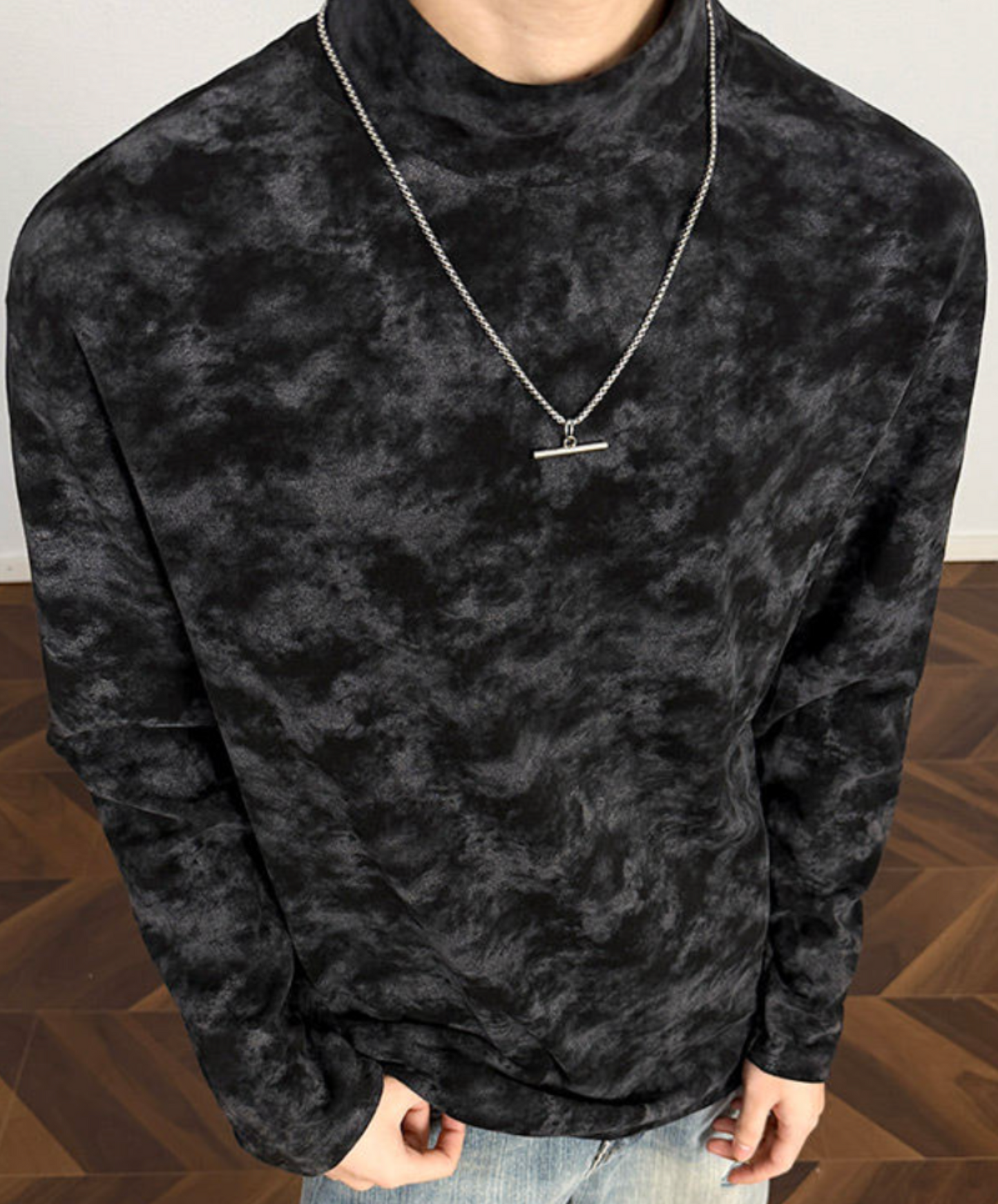 stand collar tie-dye t-shirt EN2557