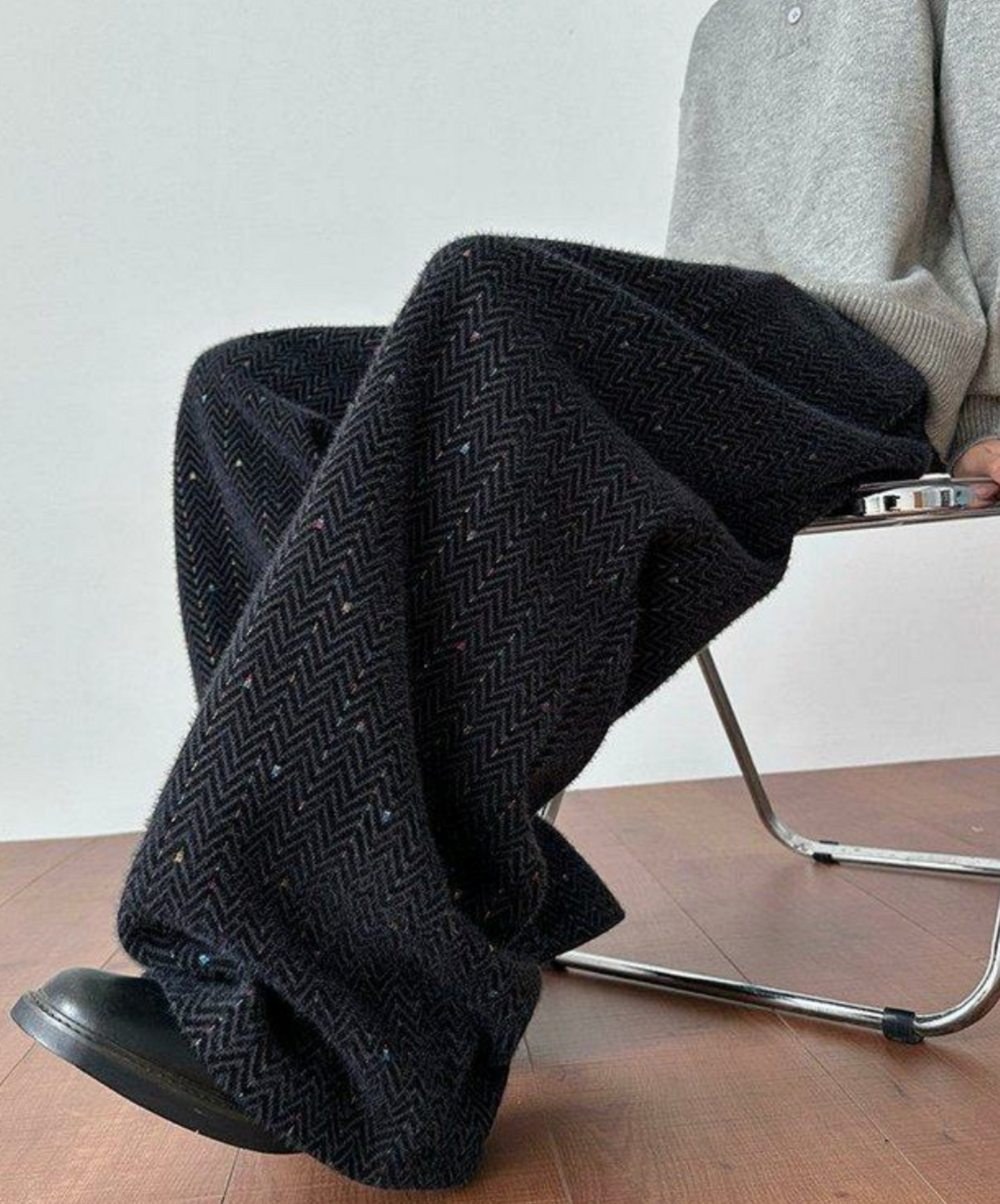 embroidery stripes wide pants EN2650