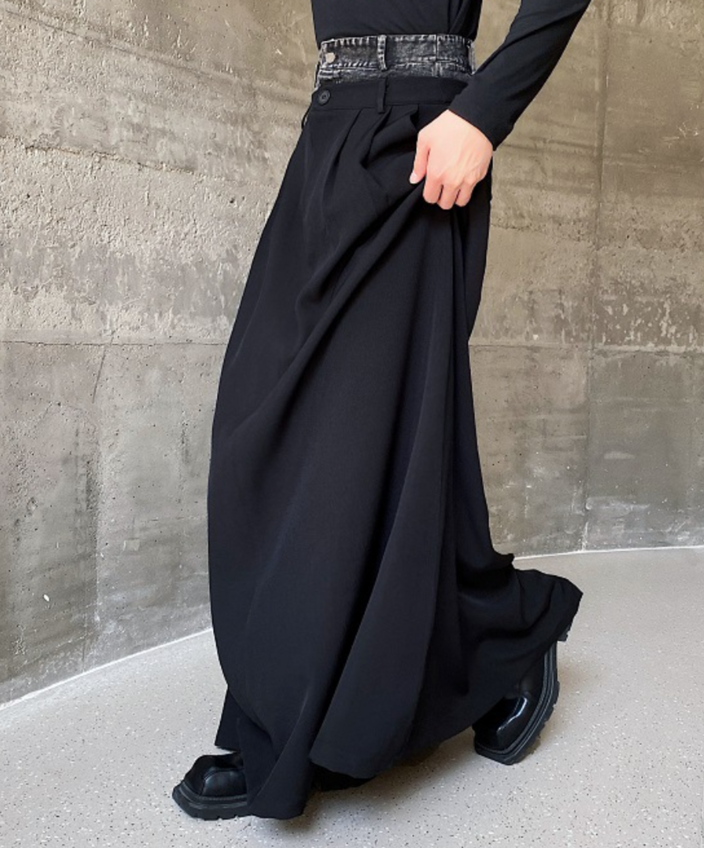 dark double waist long skirt EN1519