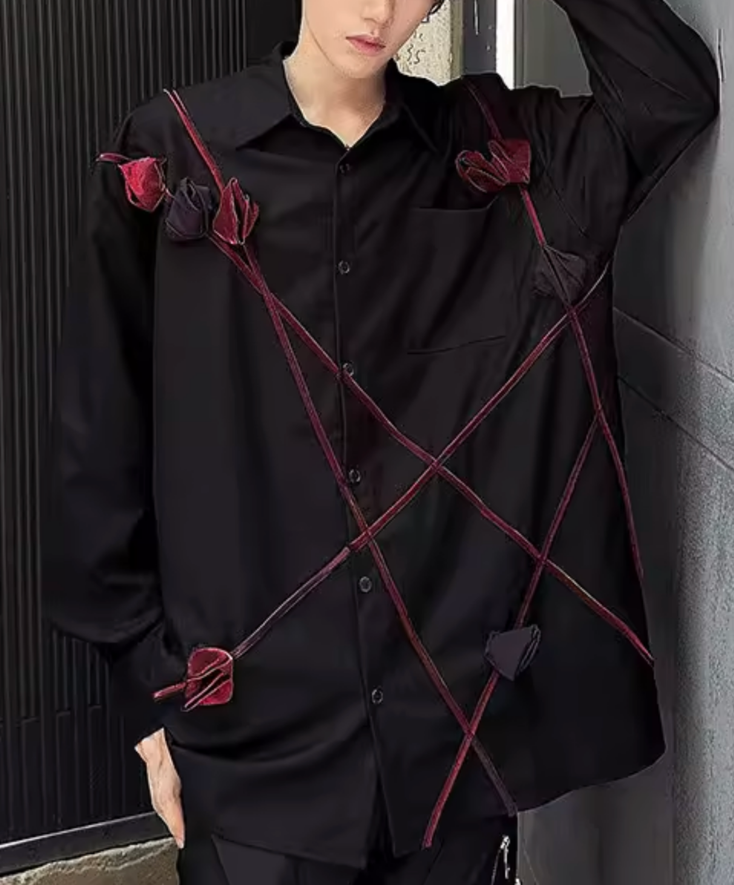 【style97】dark mode outfit set EN2886（shirt + necktie + pants set）