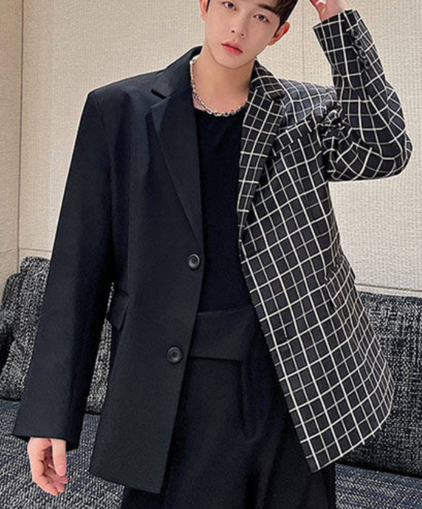 korean style oversized patchwork jacket EN2669