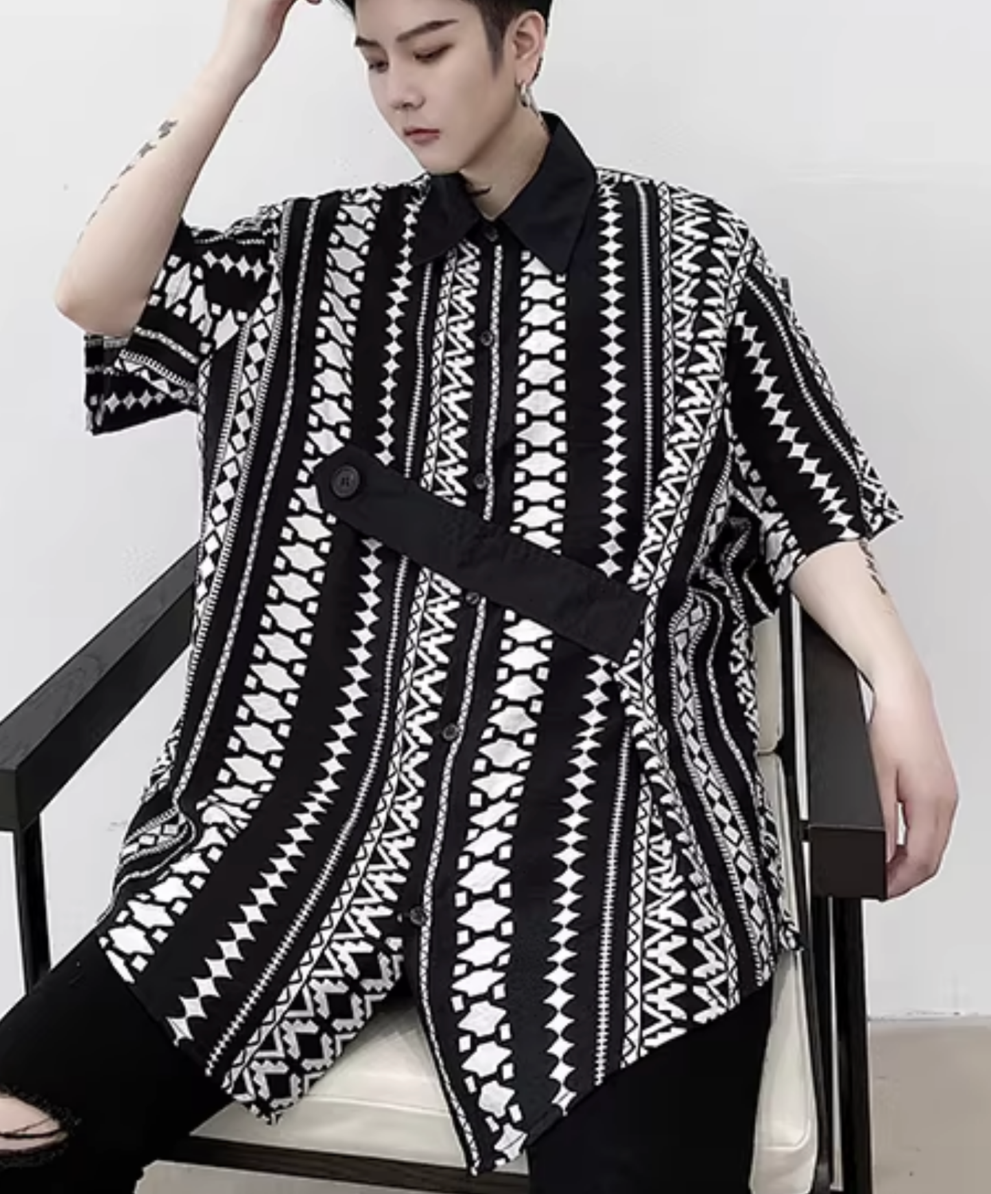 ethnic-like patterns stripe shirt EN2815