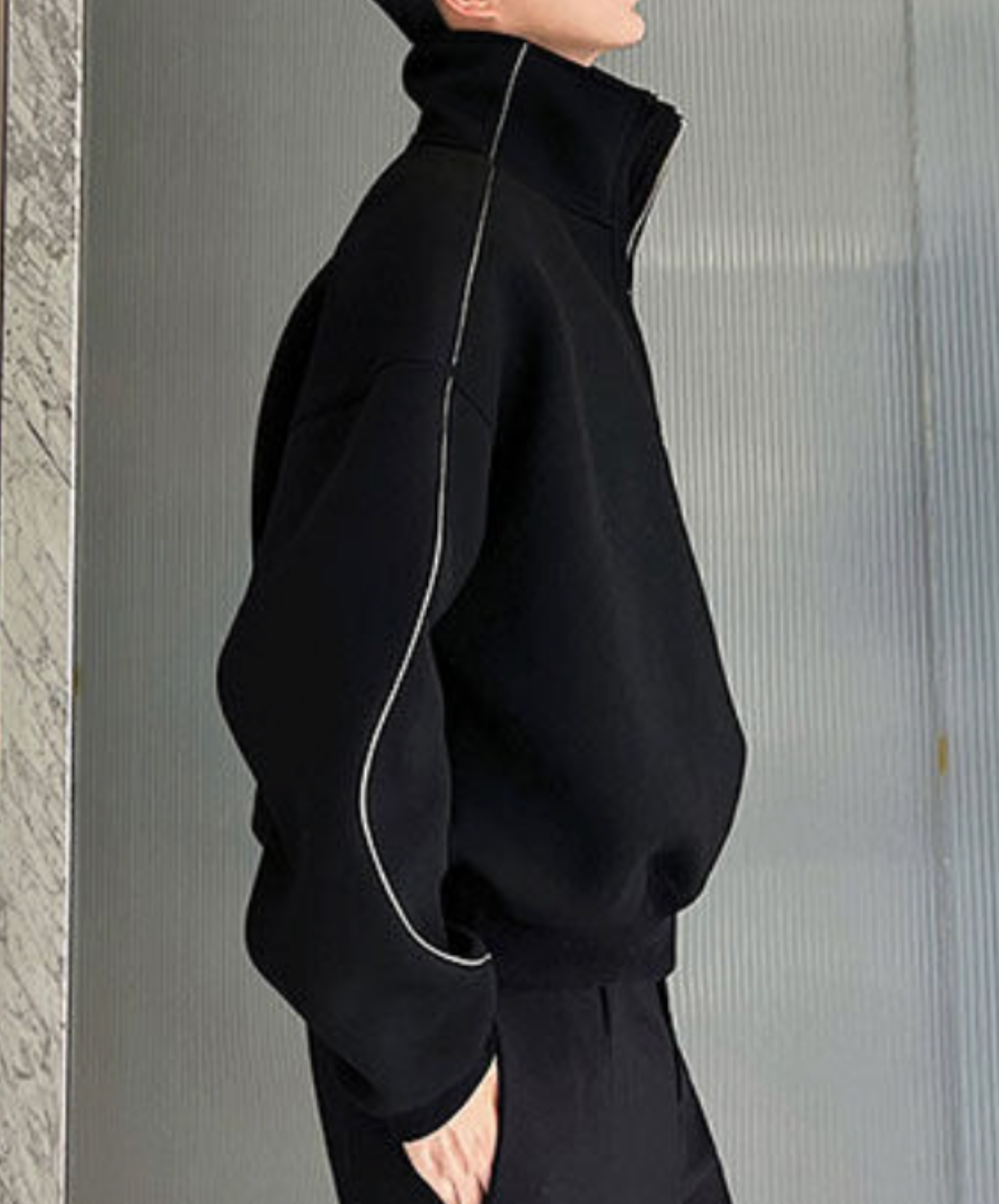 stand collar white line zip sweatshirt EN2666